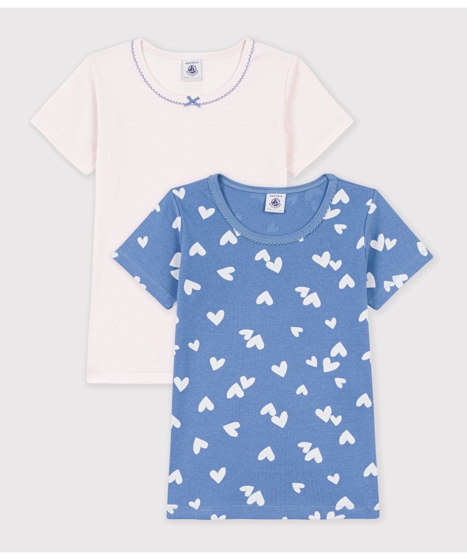 PETIT BATEAU ハートプリント半袖Tシャツ2枚組 プチバトー インナー・ルームウェア その他のインナー・ルームウェア【送料無料】