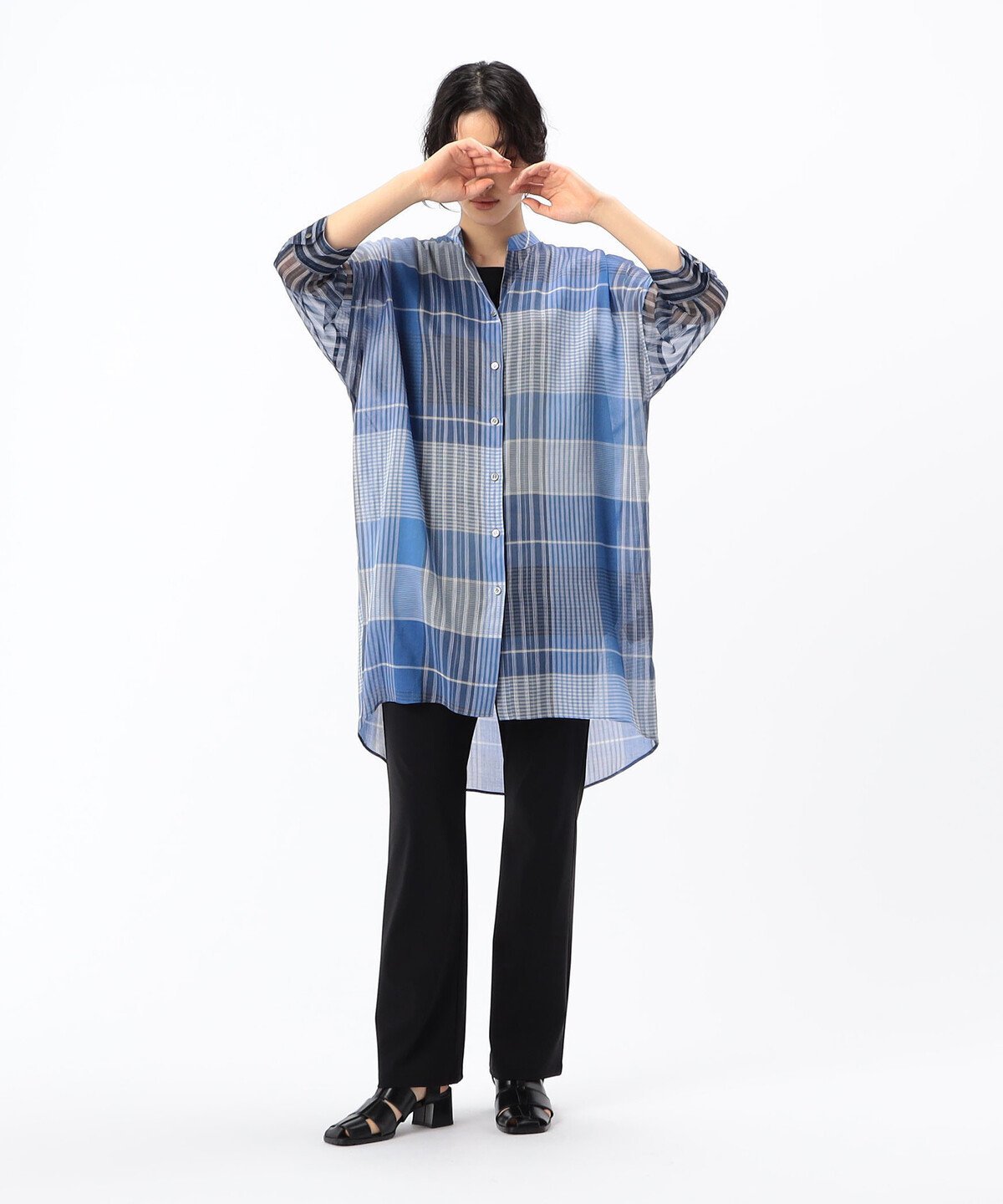 【SALE／30%OFF】Gabardine K.T ラミーコットンチェック シャツ コムサ トップス シャツ・ブラウス ブルー【送料無料】