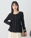 earth music&ecology ペプラムニットカーディガン アースミュージック&エコロジー トップス カーディガン ワインレッド ブラック ピンク【送料...