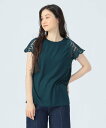 BEAMS HEART WOMEN レース 袖コンビ Tシャツ ビームス ハート トップス カットソー・Tシャツ ホワイト ブラック【送料無料】