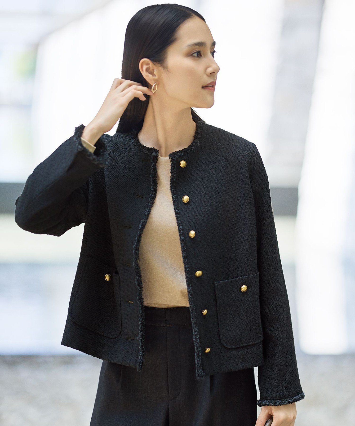 自由区 S 【カタログ掲載】ラメトリコットジャージー カットソー ジユウク トップス カットソー・Tシャツ ベージュ グレー【送料無料】(4)