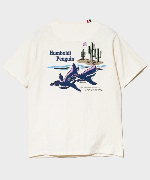 GSC MENS SELECT 【GSC別注】ESPACE VERT/エスパスヴェール ペンギンアート S/S TEE (MENS) ゴースローキャラバン トップス カットソー・Tシャツ ブルー ベージュ