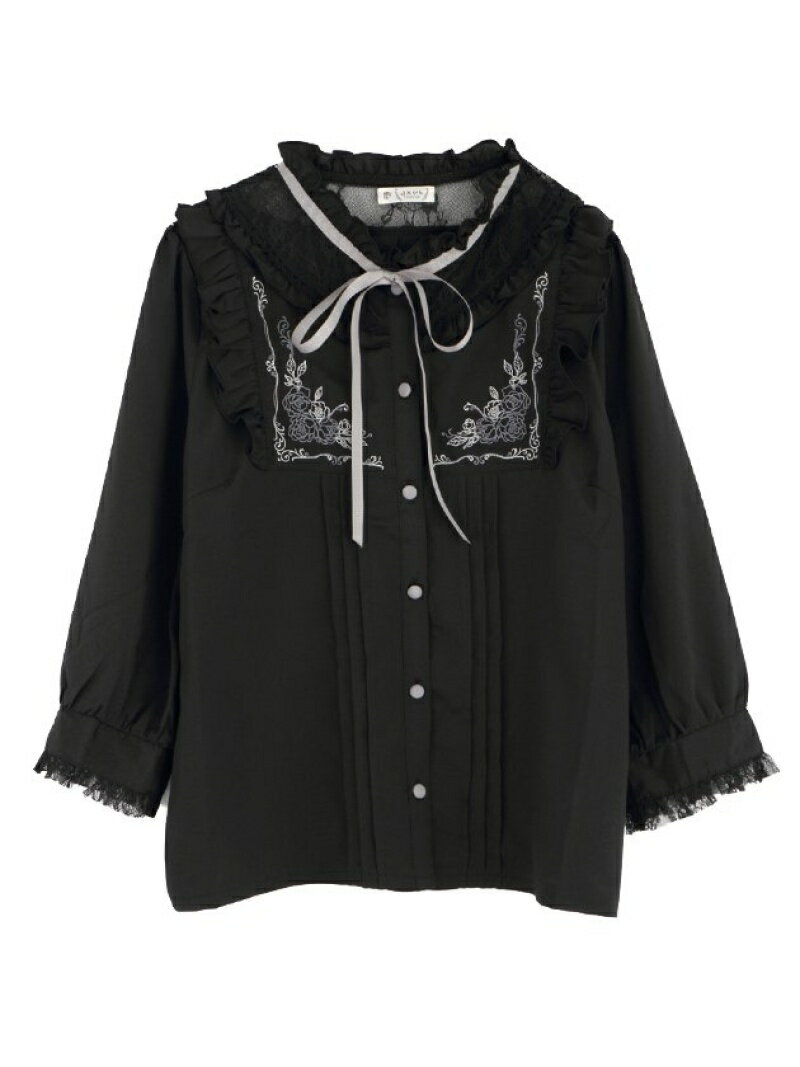 【SALE／51%OFF】axes femme (W)クラシカル刺繍七分袖ブラウス アクシーズファム シャツ/ブラウス 七分袖シャツ ブラック ピンク ホワイトのサムネイル