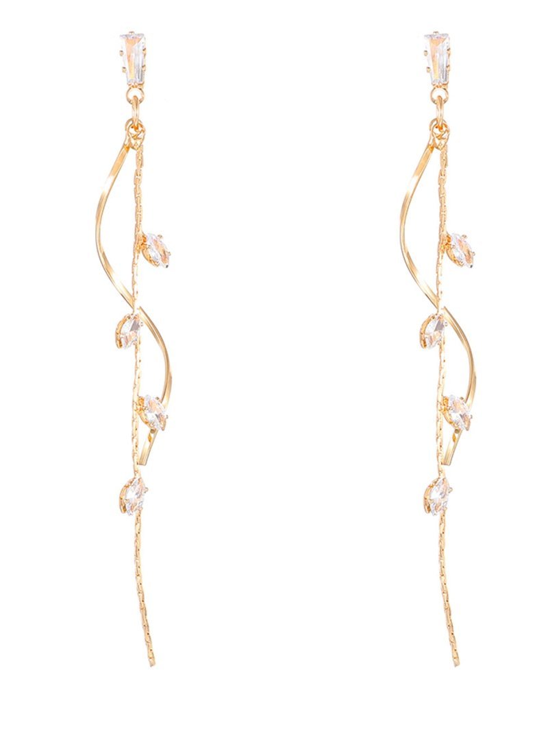 【SALE／20%OFF】Coo+i ビジューリーフロングピアス スレンダー アクセサリー・腕時計 ピアス シルバー ゴールド