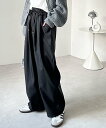 【SALE/9%OFF】GeeRA ウールライクダブルタックイージーパンツ ジーラ パンツ その他のパンツ グレー ブラック ベージュ