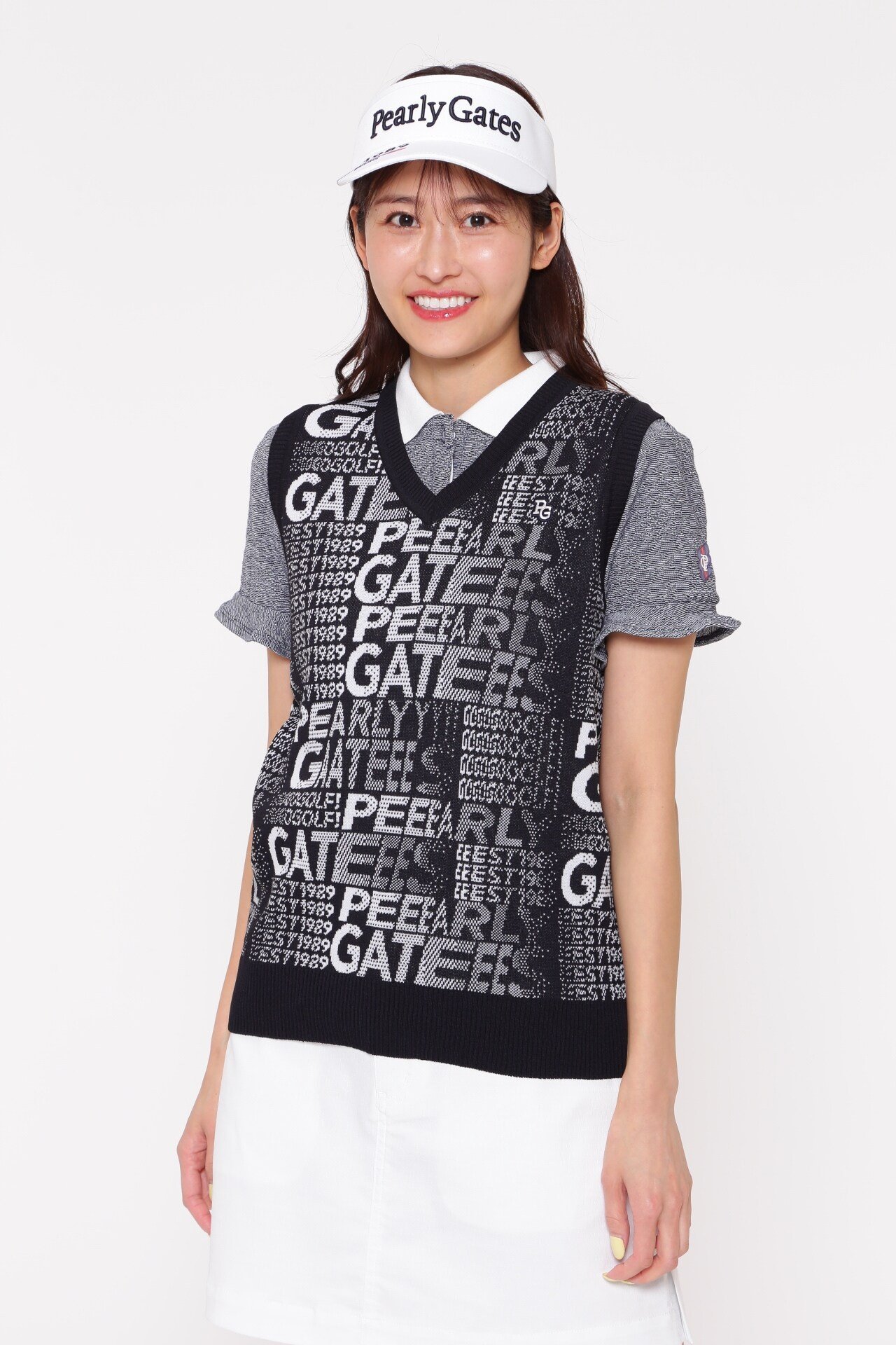 【SALE／70%OFF】PEARLY GATES コットンビーム×アモッサLS Vネックニットベスト ＜PGPRO＞ パーリーゲイツ トップス ニット ネイビー【送料無料】