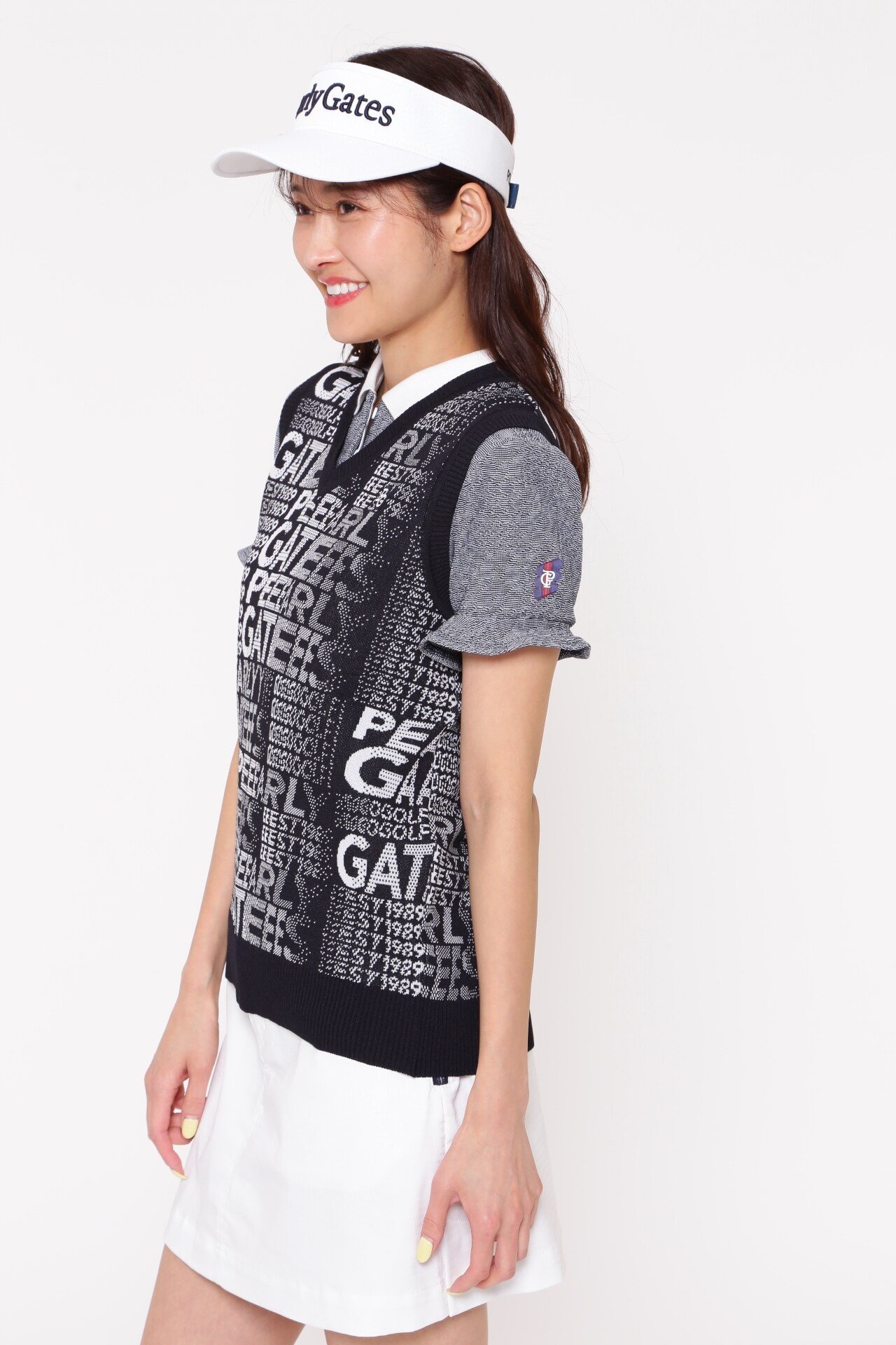 PEARLY GATES コットンビーム×アモッサLS Vネックニットベスト ＜PGPRO＞ パーリーゲイツ トップス ニット ネイビー