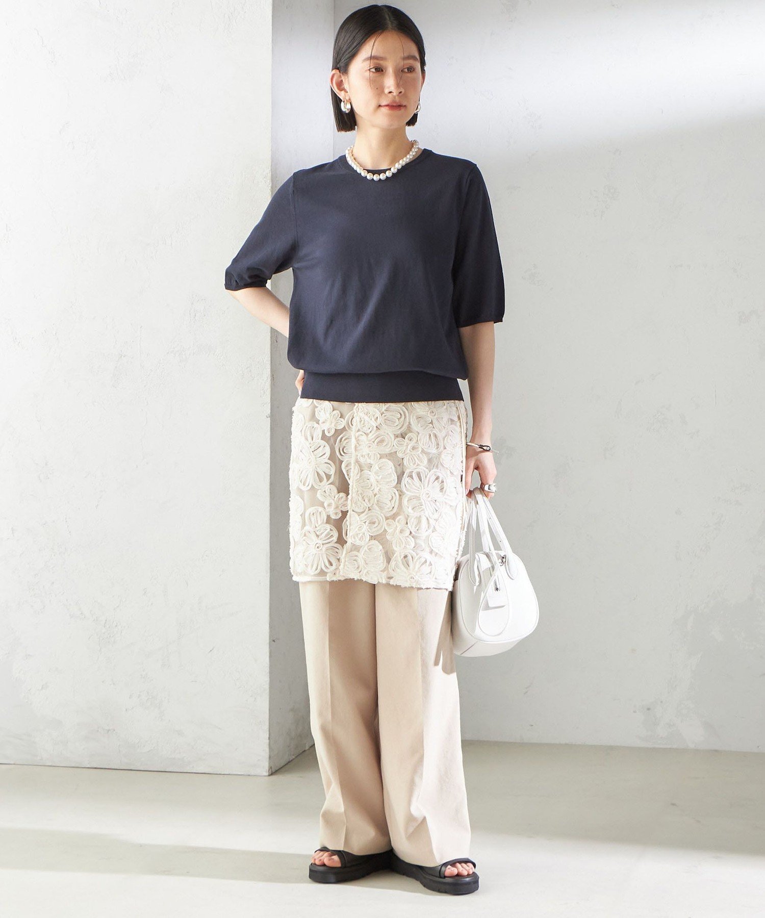 【SALE／40%OFF】SHIPS WOMEN ＜手洗い可能＞フラワー 刺繍 チュール ラップ スカート シップス スカート その他のスカート ブラック ホワイト【送料無料】
