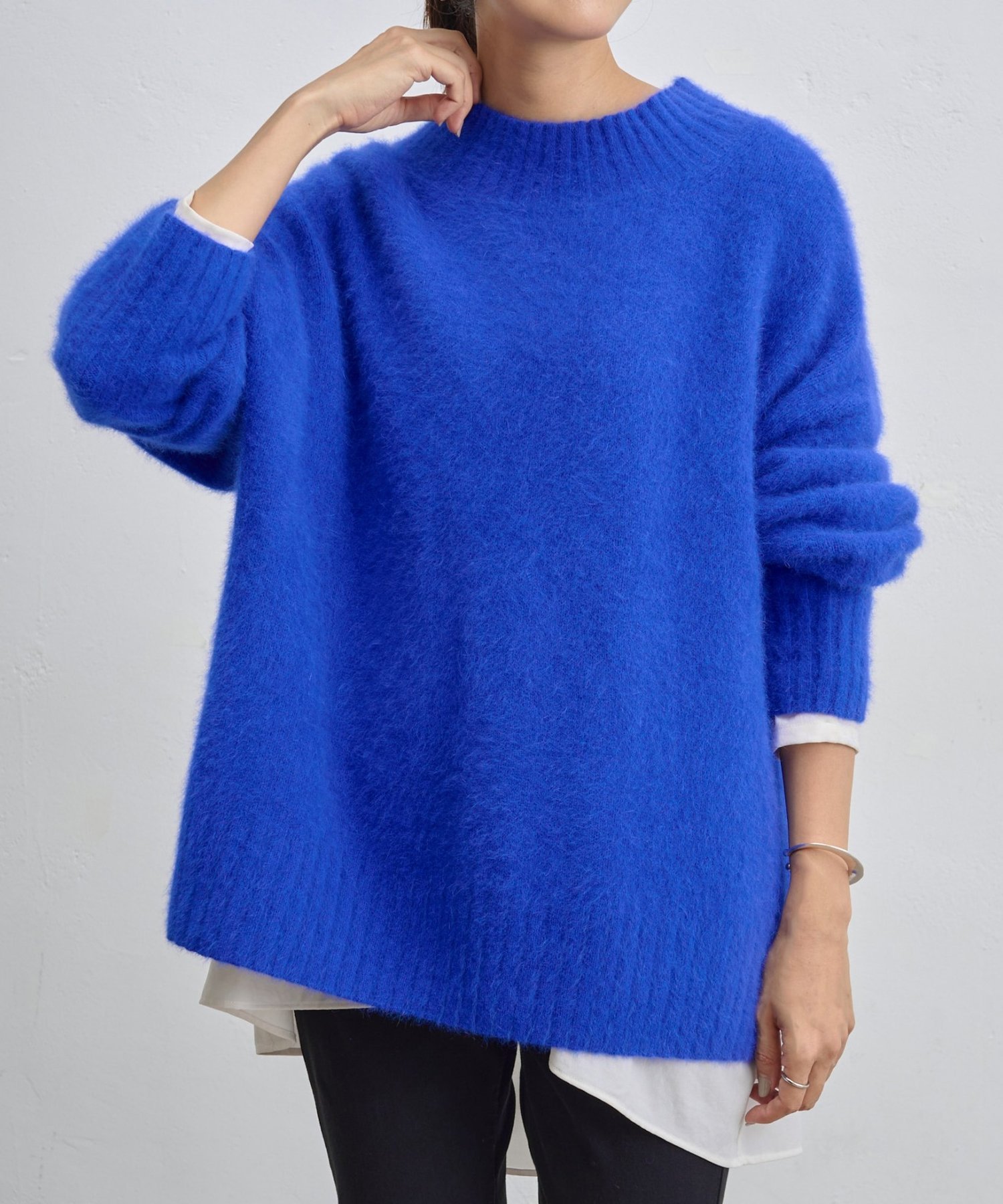 BEARDSLEY FOXアルパカボトルネックニット ビアズリー トップス ニット ブルー【送料無料】