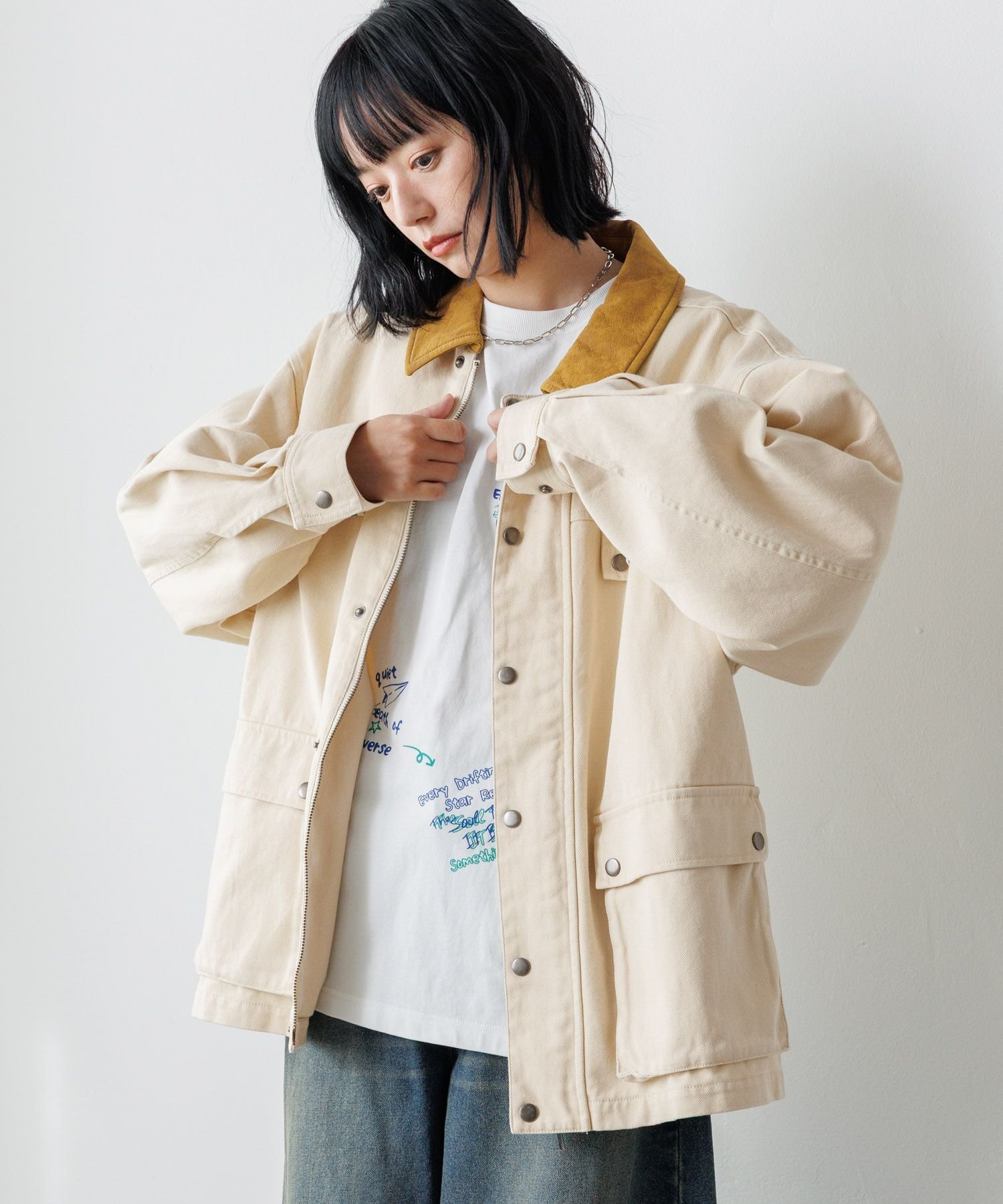 【SALE／48%OFF】PAGEBOYLIM 【PBLIM】ハイショクワークジャケット ページボーイ ジャケット・アウター ブルゾン・ジャンパー カーキグリーン ブラック ホワイト【送料無料】