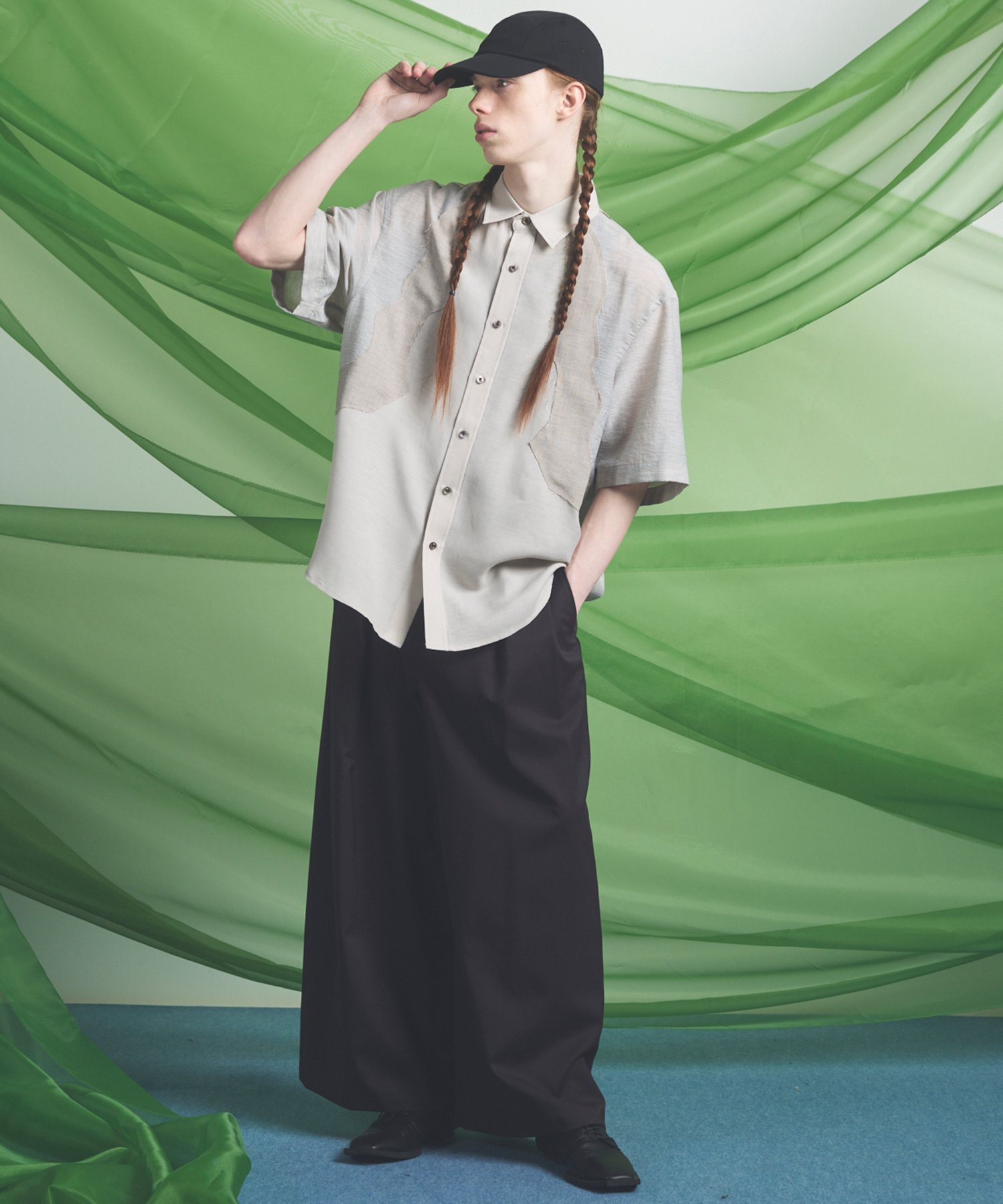 MAISON SPECIAL Sheer ZIGZAG Switching Prime-Over Short Sleeve Shirt メゾンスペシャル トップス シャツ・ブラウス ベージュ ブラック