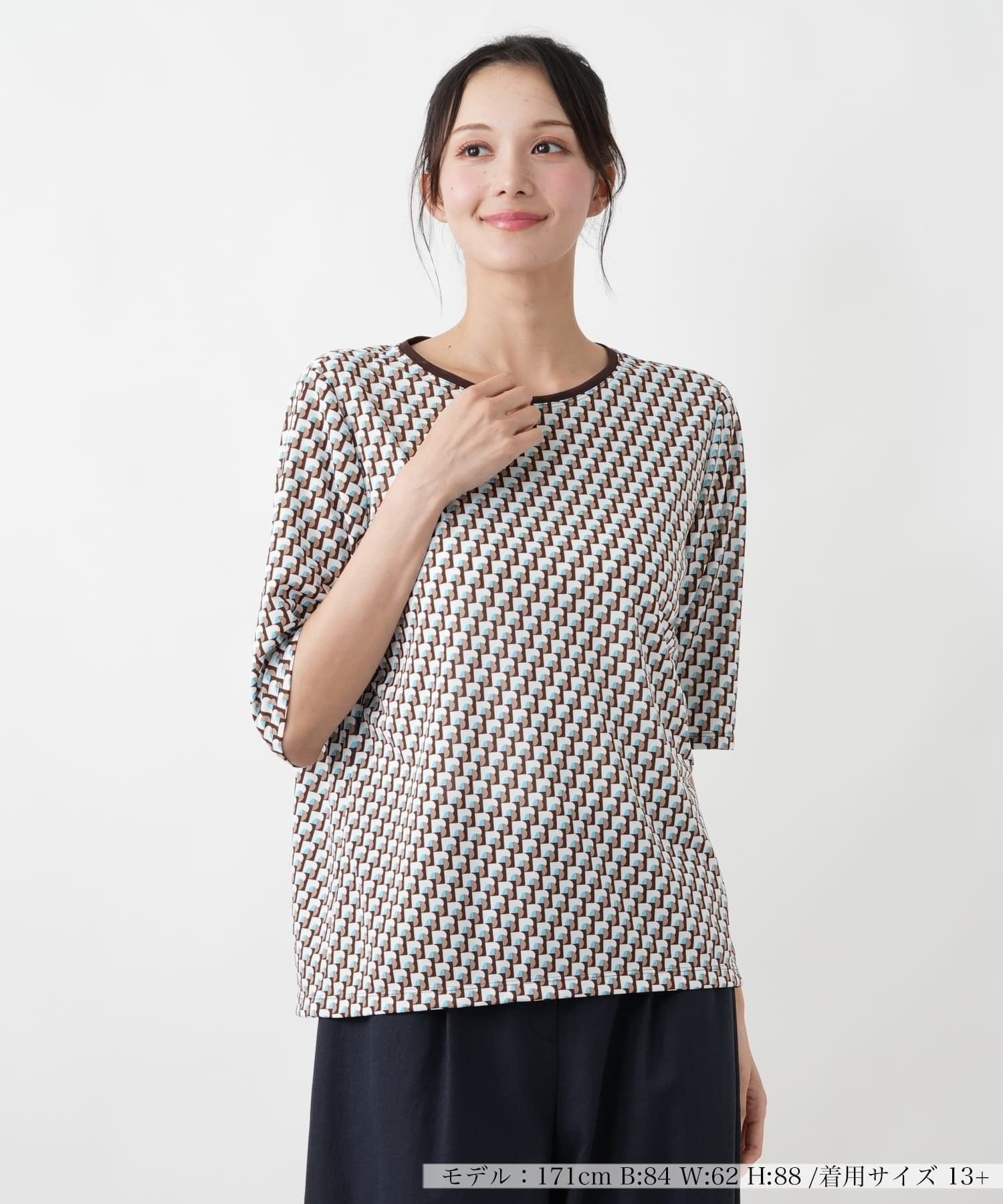 Leilian PLUS HOUSE カットソー【Leilian WHITE LABEL】 レリアン プラスハウス トップス カットソー・Tシャツ レッド ブラウン