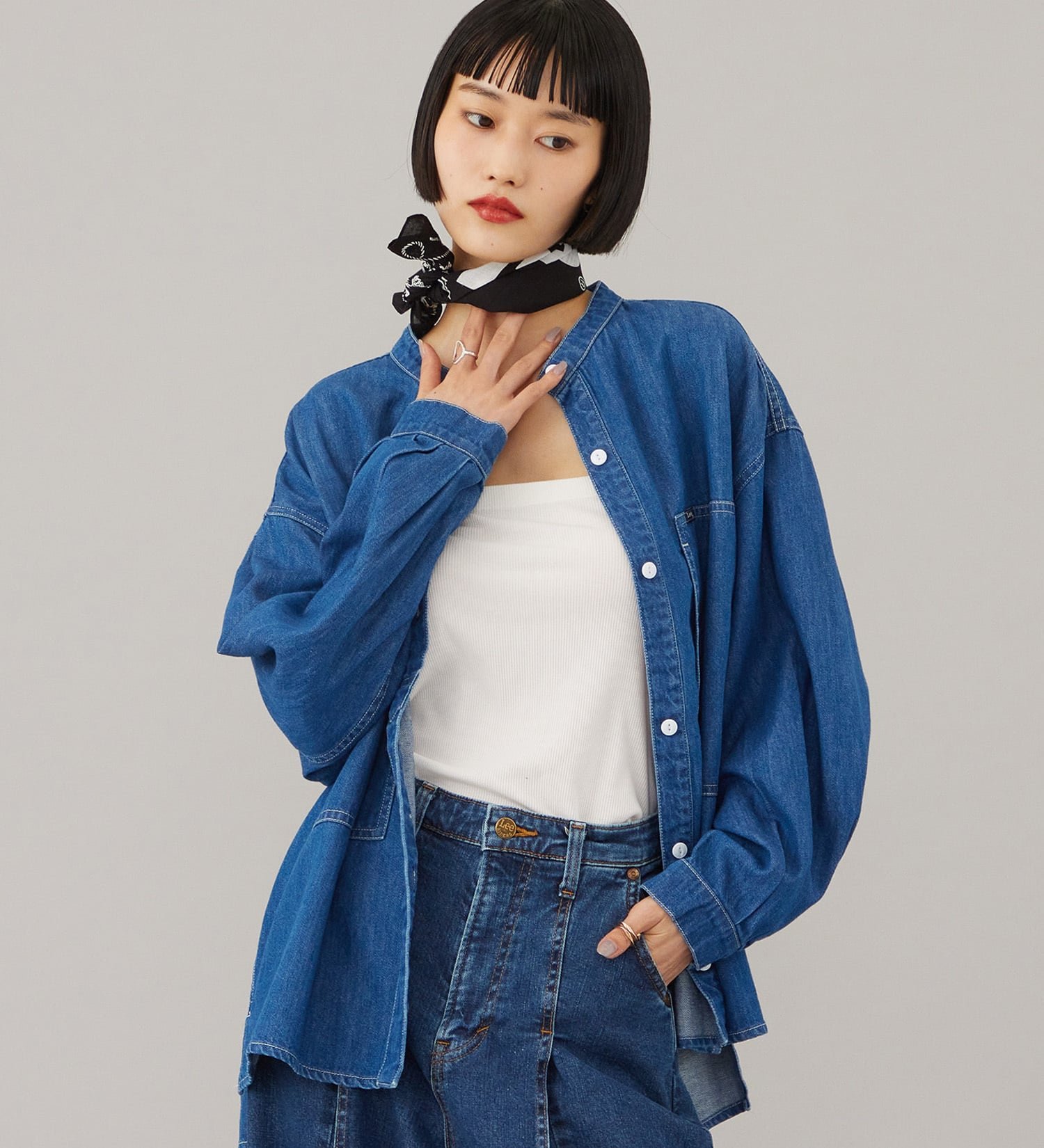 Lee SKIPPER DENIM SHIRTS / スキッパーデニムシャツ エドウインオンラインモール トップス シャツ・ブラウス ブルー