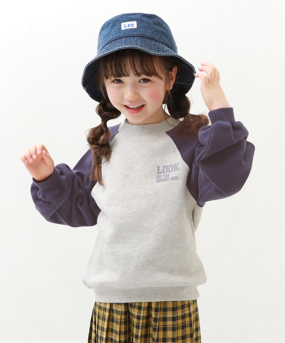 devirock バックプリント ラグラントレーナー デビロック 子供服 キッズ デビロック カットソー パーカー ブラック パープル グリーン ブルー