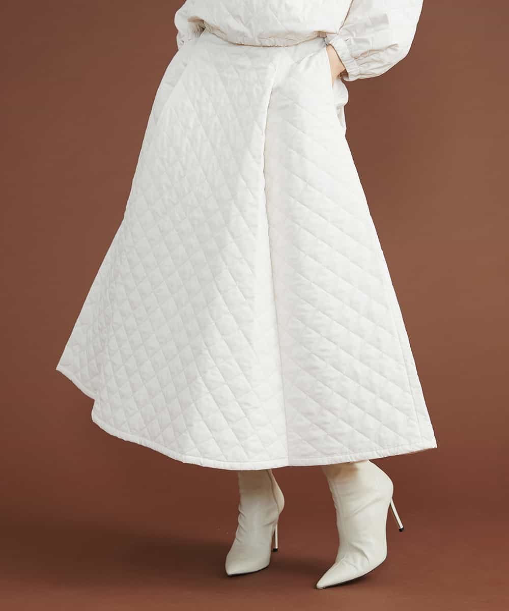 【SALE／35%OFF】MICHEL KLEIN Aラインキルティングスカート(セットアップ対応) ミッシェルクラン スカート その他のスカート ホワイト ブラック【送料無料】のサムネイル