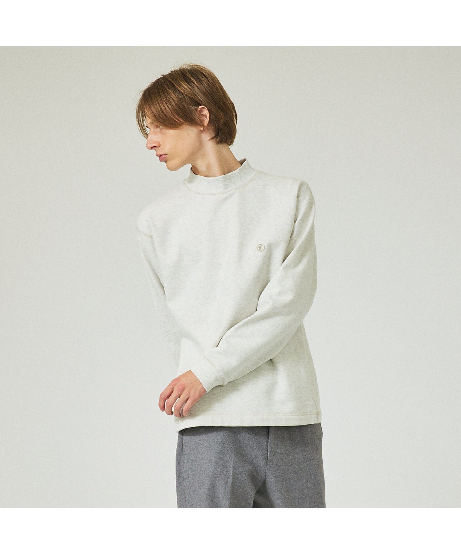 【SALE／40%OFF】ABAHOUSE LASTWORD 【ワンポイントロゴ】モックネック スウェット / 裏毛プルオーバー アバハウス トップス スウェット・トレーナー ネイビー ホワイト【送料無料】