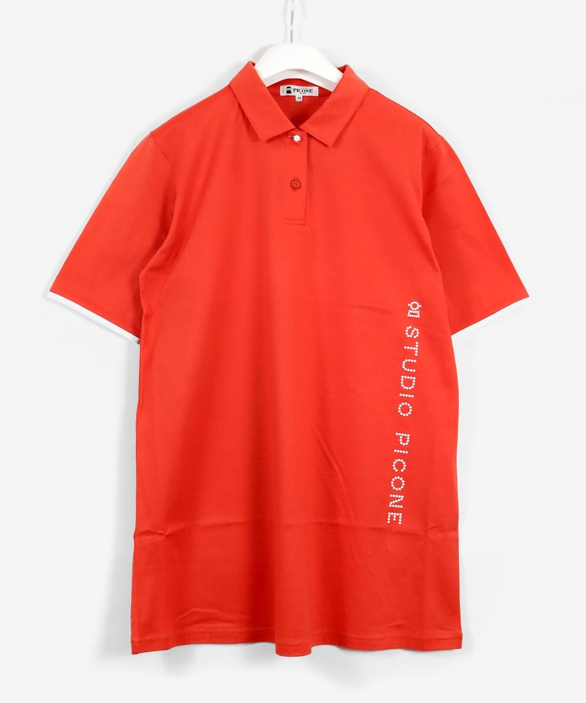 【SALE／40%OFF】STUDIO PICONE コットン100%ポロ衿冷感チュニック スタジオピッコーネ トップス カットソー・Tシャツ ブラック ホワイト グリーン オレンジ【送料無料】