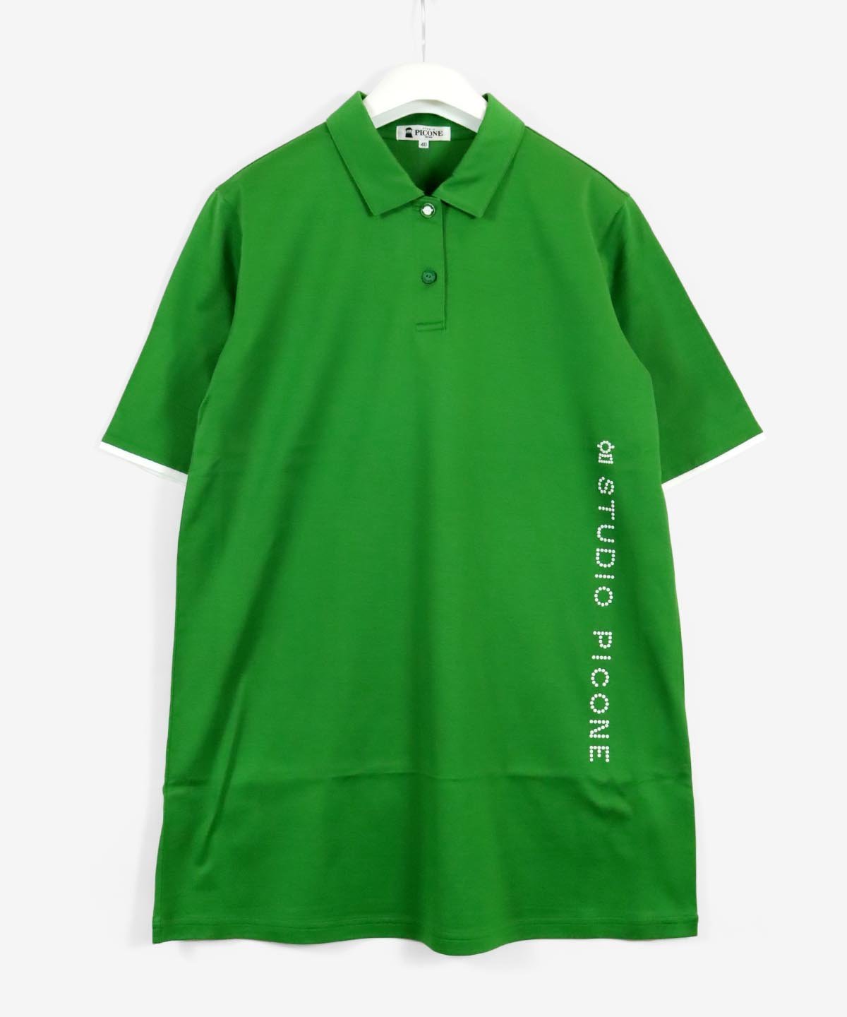 【SALE／40%OFF】STUDIO PICONE コットン100%ポロ衿冷感チュニック スタジオピッコーネ トップス カットソー・Tシャツ ブラック ホワイト グリーン オレンジ【送料無料】