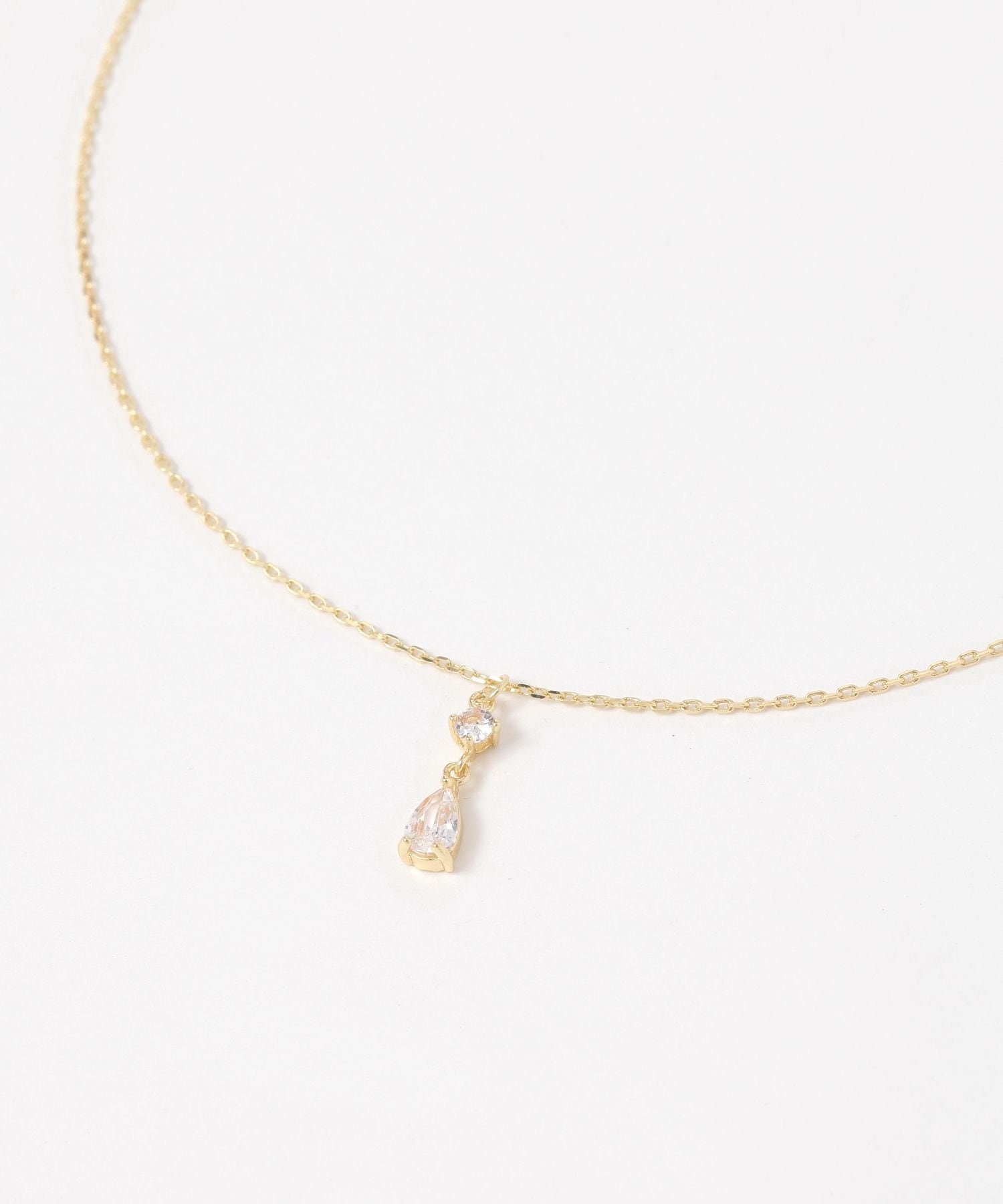 LAKOLE 2連ドロップビジューネックレス ラコレ アクセサリー・腕時計 ネックレス ゴールド シルバー