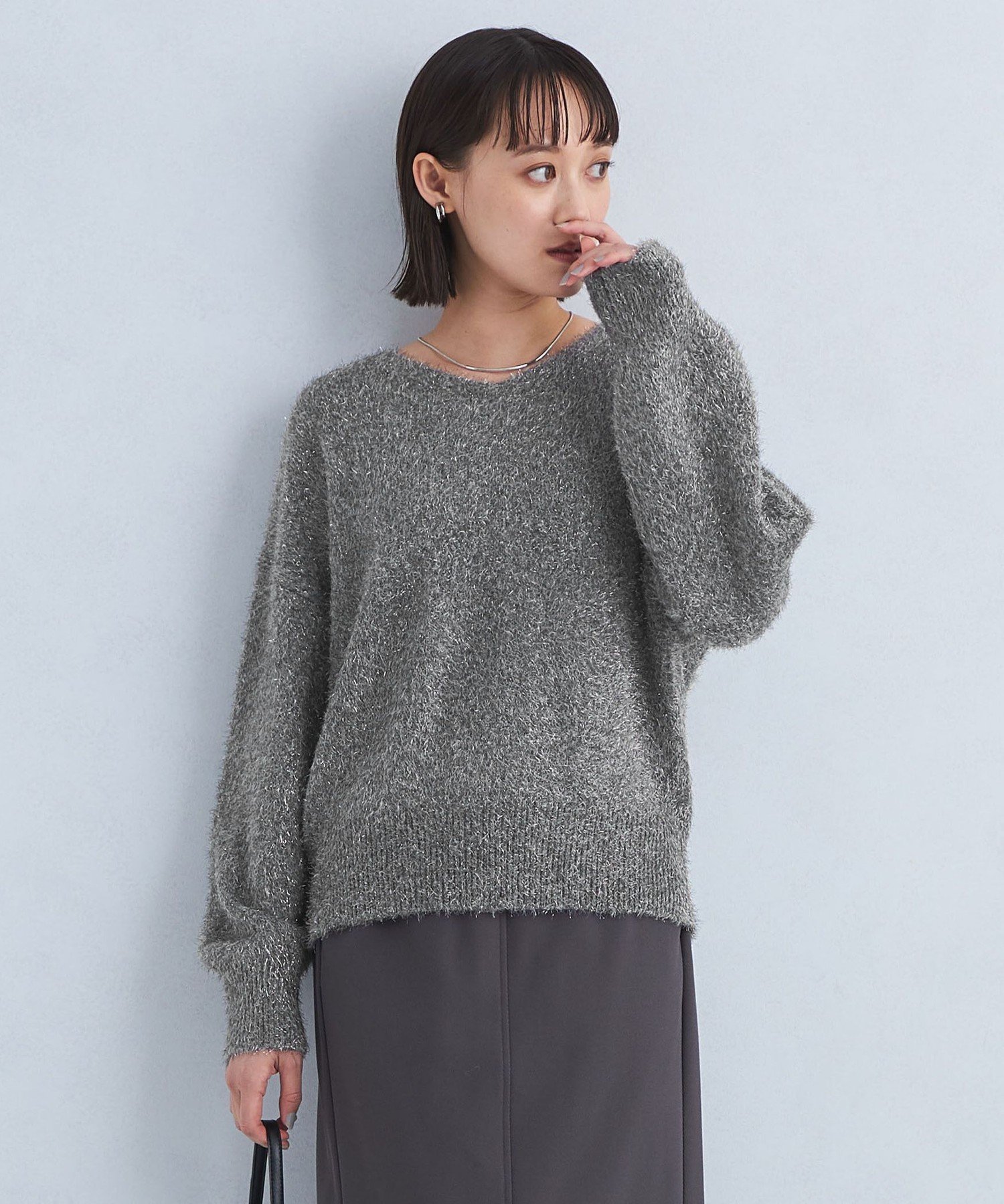 【SALE／50%OFF】UNITED ARROWS green label relaxing ラメシャギー プルオーバー ニット ユナイテッドアローズ アウトレット トップス ニット ベージュ グレー【送料無料】のサムネイル