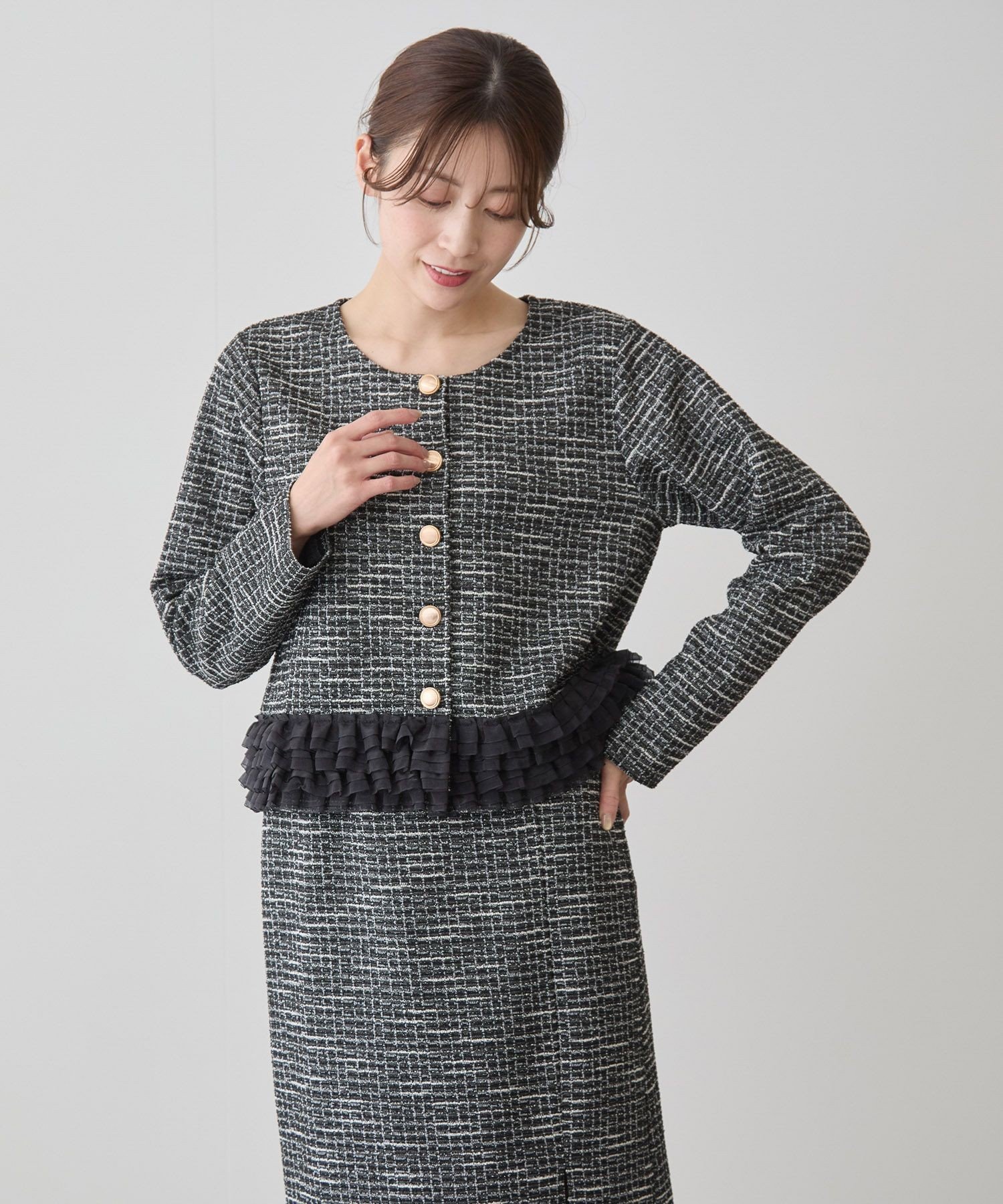 【SALE／30%OFF】JAYRO 裾フリルツイードジャケット ジャイロ トップス カーディガ...