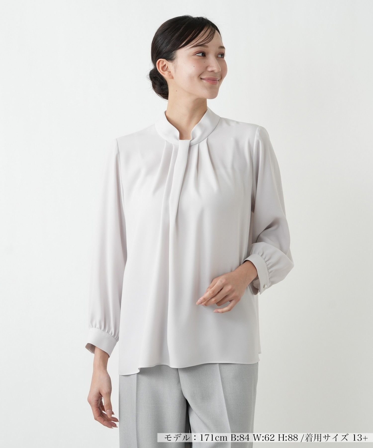 Leilian PLUS HOUSE 【店頭人気】洗えるストレッチブラウス レリアン プラスハウス トップス シャツ・ブラウス