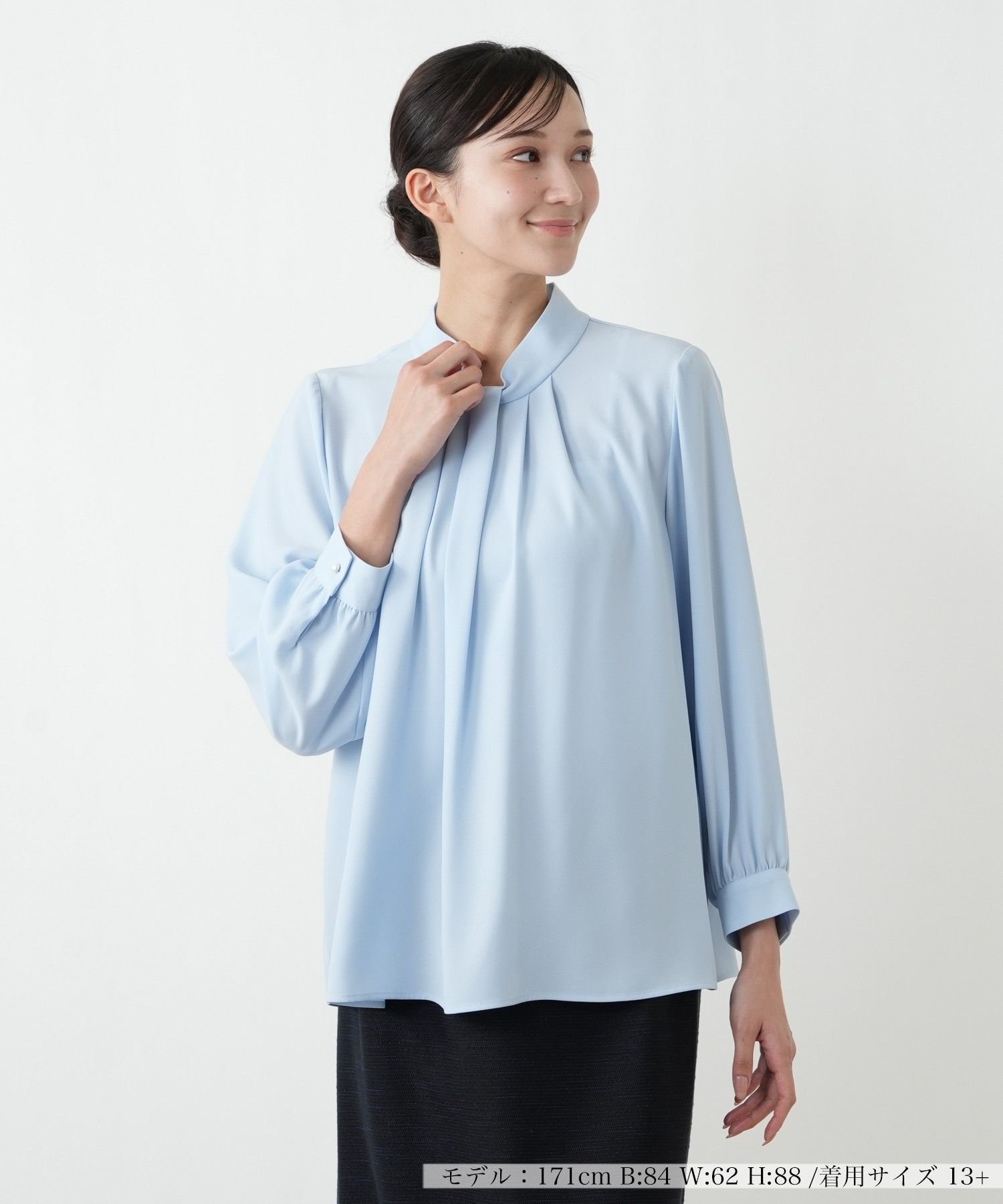 Leilian PLUS HOUSE 【店頭人気】洗えるストレッチブラウス レリアン プラスハウス トップス シャツ・ブラウス