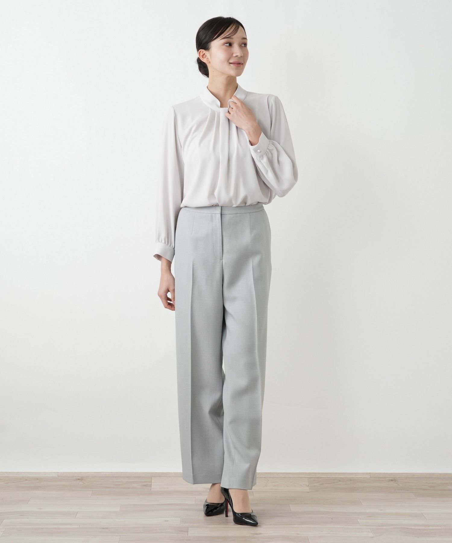 Leilian PLUS HOUSE 【店頭人気】洗えるストレッチブラウス レリアン プラスハウス トップス シャツ・ブラウス