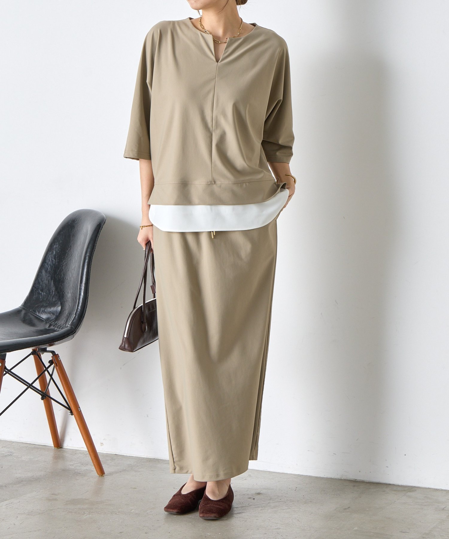 Jena espace merveilleux ドルマンセットアップ ジェナエスパスメルヴェイユ ワンピース・ドレス その他のワンピース・ドレス カーキグリーン グレー