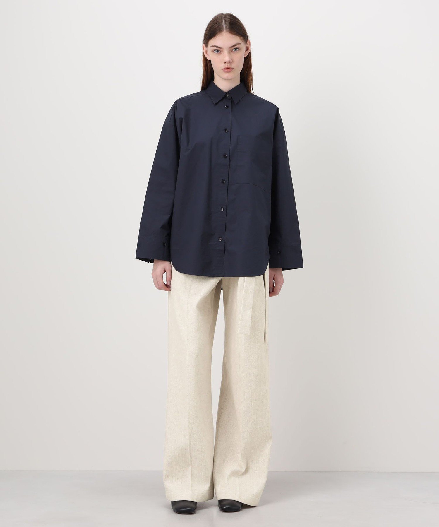 TOMORROWLAND GOODS BY MALENE BIRGER DERRIS コットンシャツ トゥモローランド トップス シャツ・ブラウス ネイビー【送料無料】
