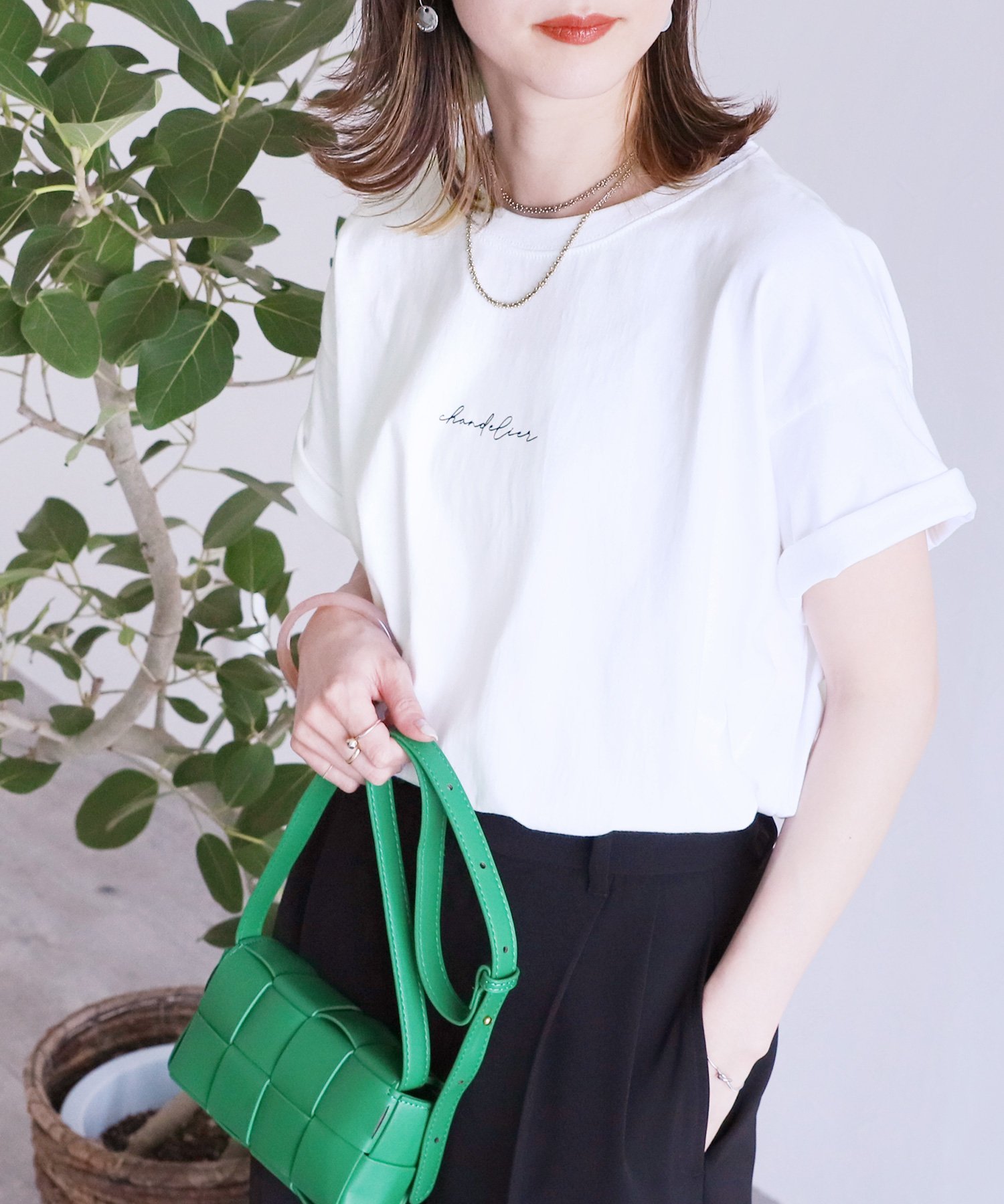 reca 筆記体ロゴプリントTシャツ(R21158-k) reca レカ レカ トップス カットソー・Tシャツ ホワイト