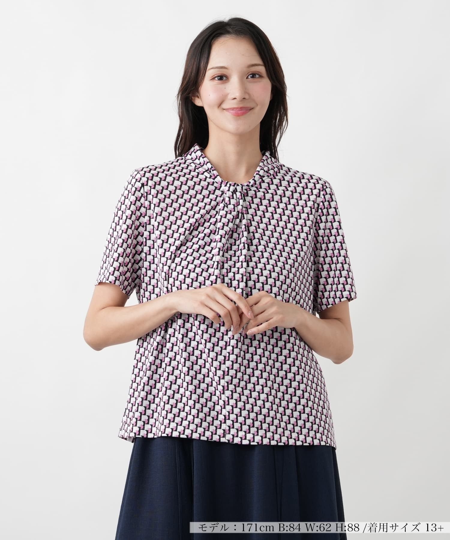 Leilian PLUS HOUSE カットソー【Leilian WHITE LABEL】 レリアン プラスハウス トップス カットソー・Tシャツ ブラウン レッド ホワイト