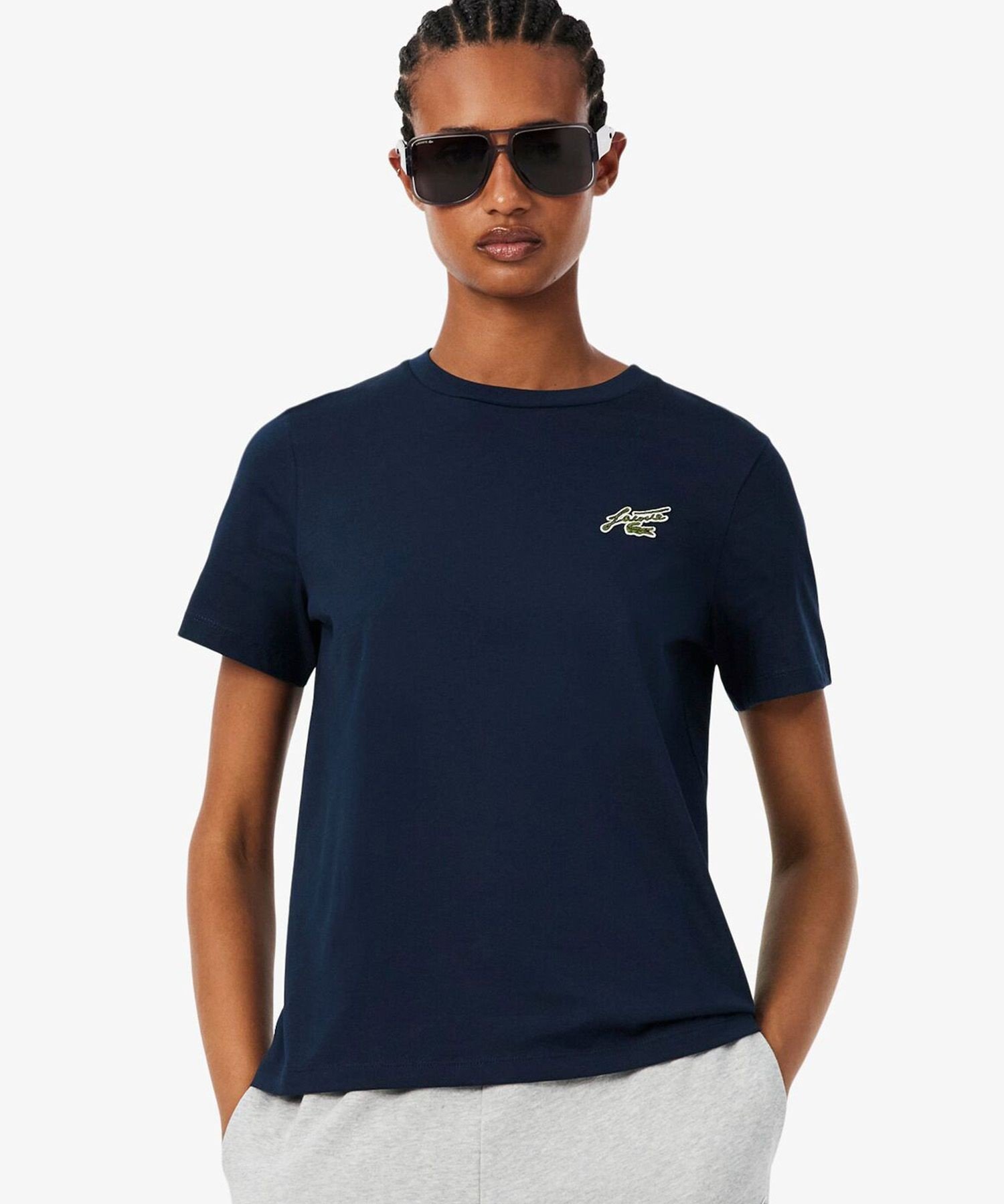 【新品】LACOSTE クルーネックTシャツ 2枚セット ホワイト ネイビー 楽天市場】ラコステ tシャツ（カラーネイビー）（レディース