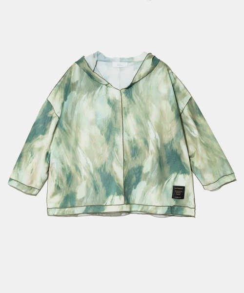GSC WOMENS SELECT KAKELA&TRANQUIL/カケラ&トランクイル タイダイプリントメッシュBIGフーディー (WOMENS) ゴースローキャラバン トップス カットソー・Tシャツ ブラック カーキグリーン