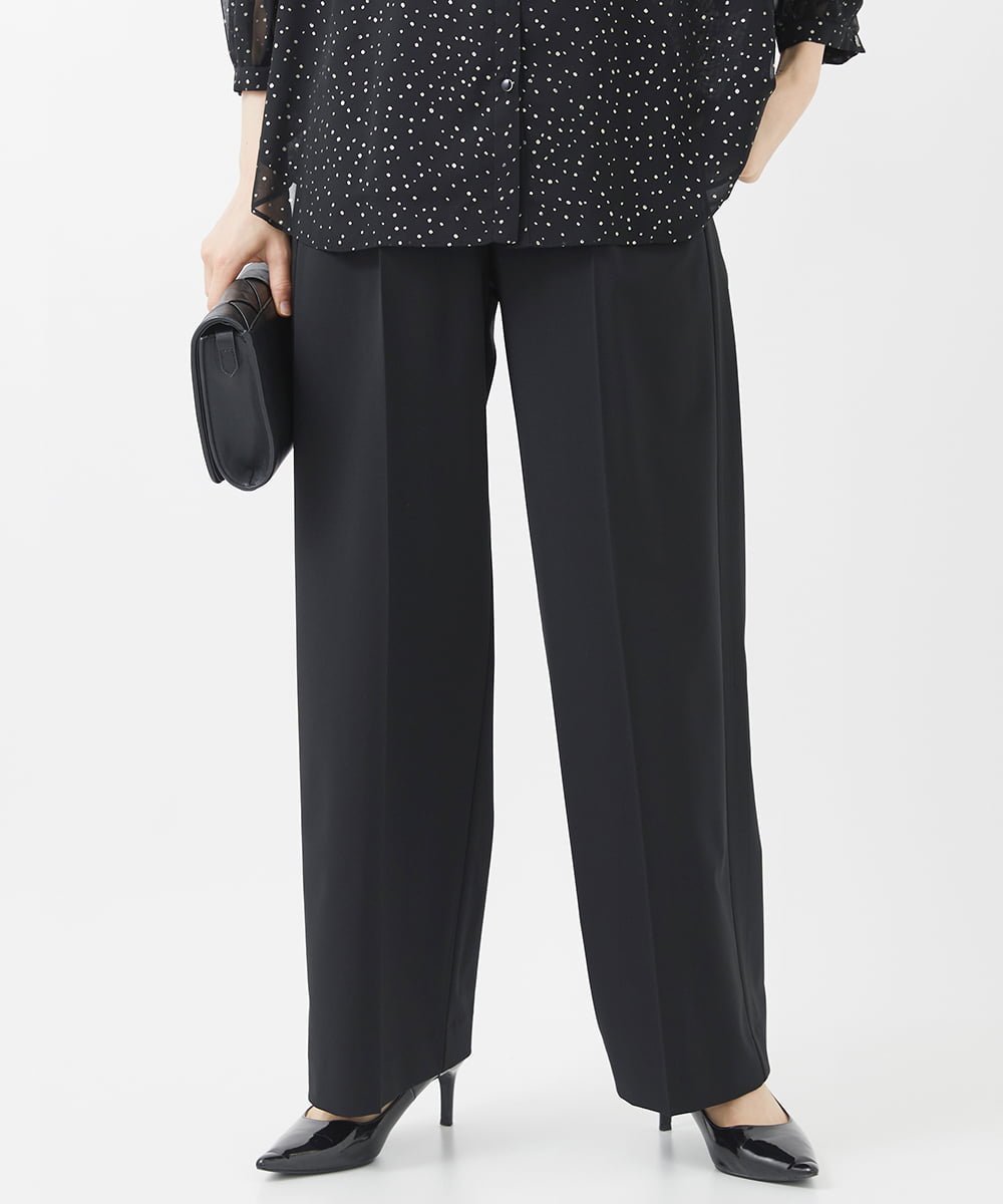 【SALE／50%OFF】GEORGES RECH（小さいサイズ） [日本製]サテンラインワイドストレートパンツ メゾンドゥサンク パンツ その他のパンツ ブラック【送料無料】