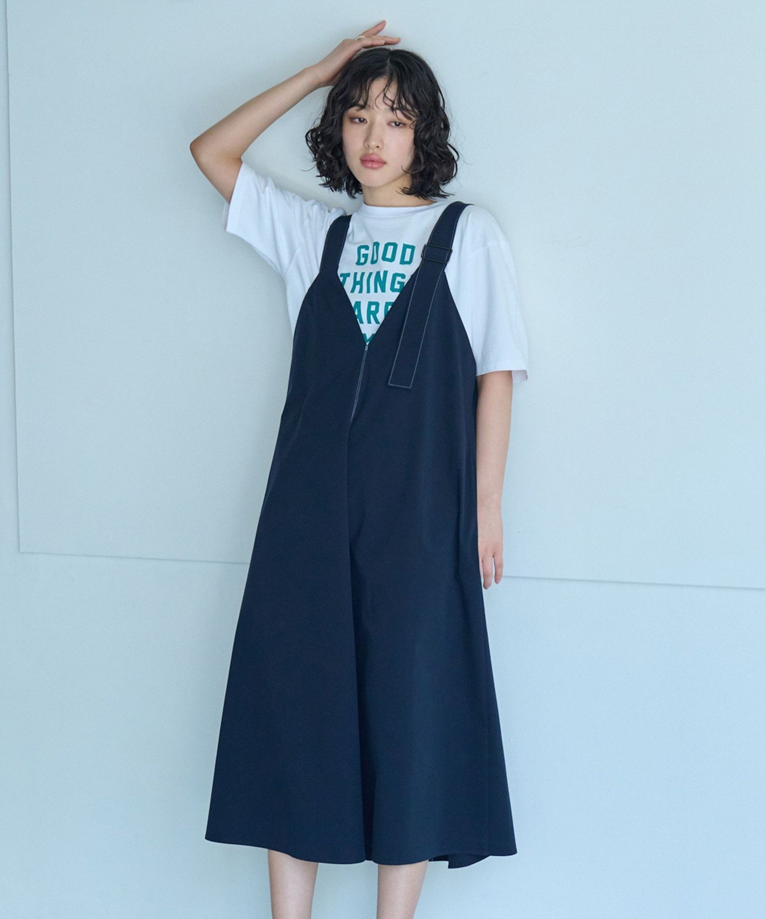 【SALE／59%OFF】CAST: 雨の日ジャンスカワンピース キャスト コロン ワンピース・ドレス ワンピース ブルー カーキグリーン ネイビー【送料無料】
