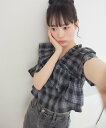 ems excite クロスフリルショートBL レトロガール トップス シャツ・ブラウス ブラック ブラウン ホワイト