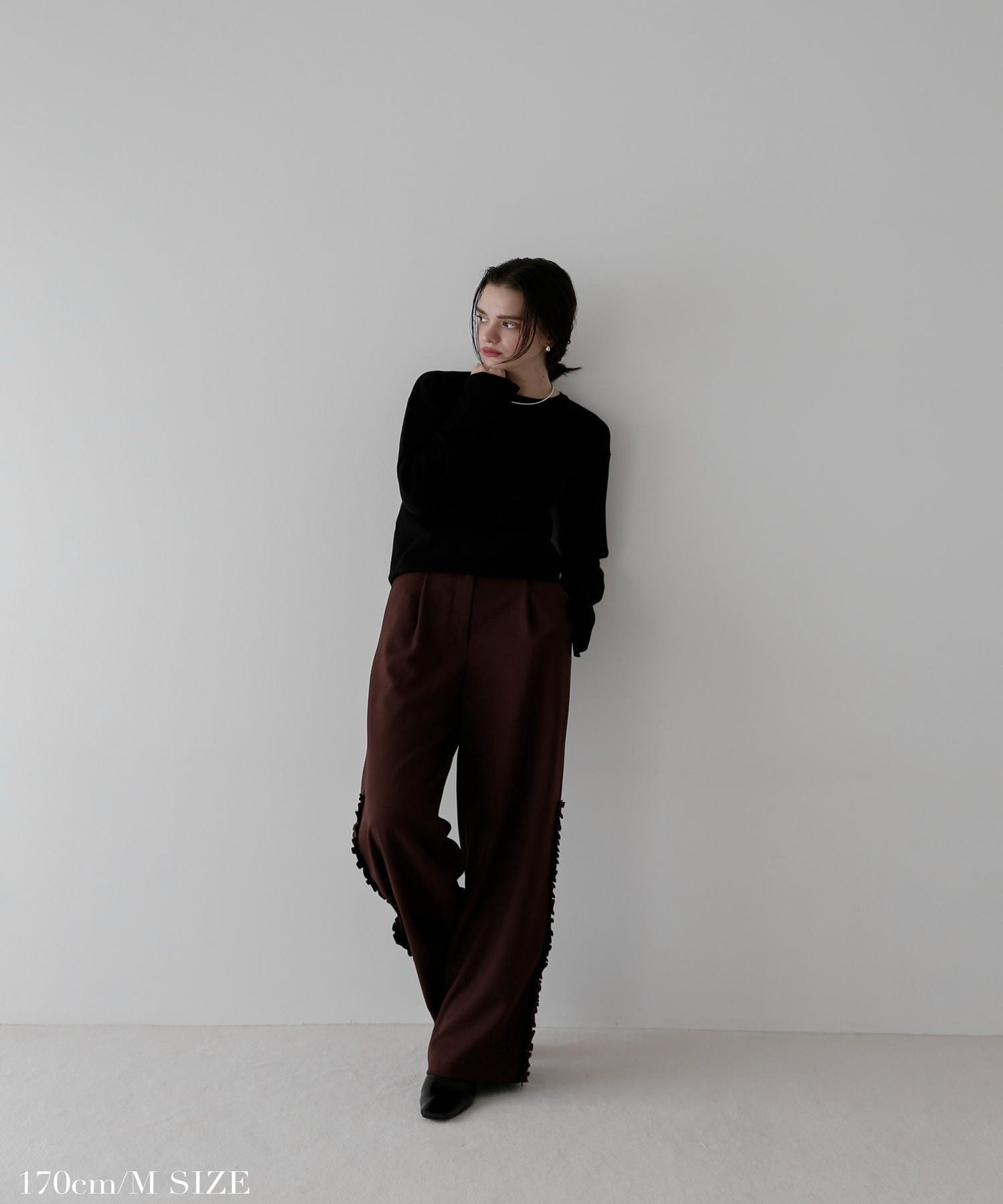 Katrin TOKYO frill straight slacks カトリントウキョウ パンツ スラックス・ドレスパンツ ブラウン