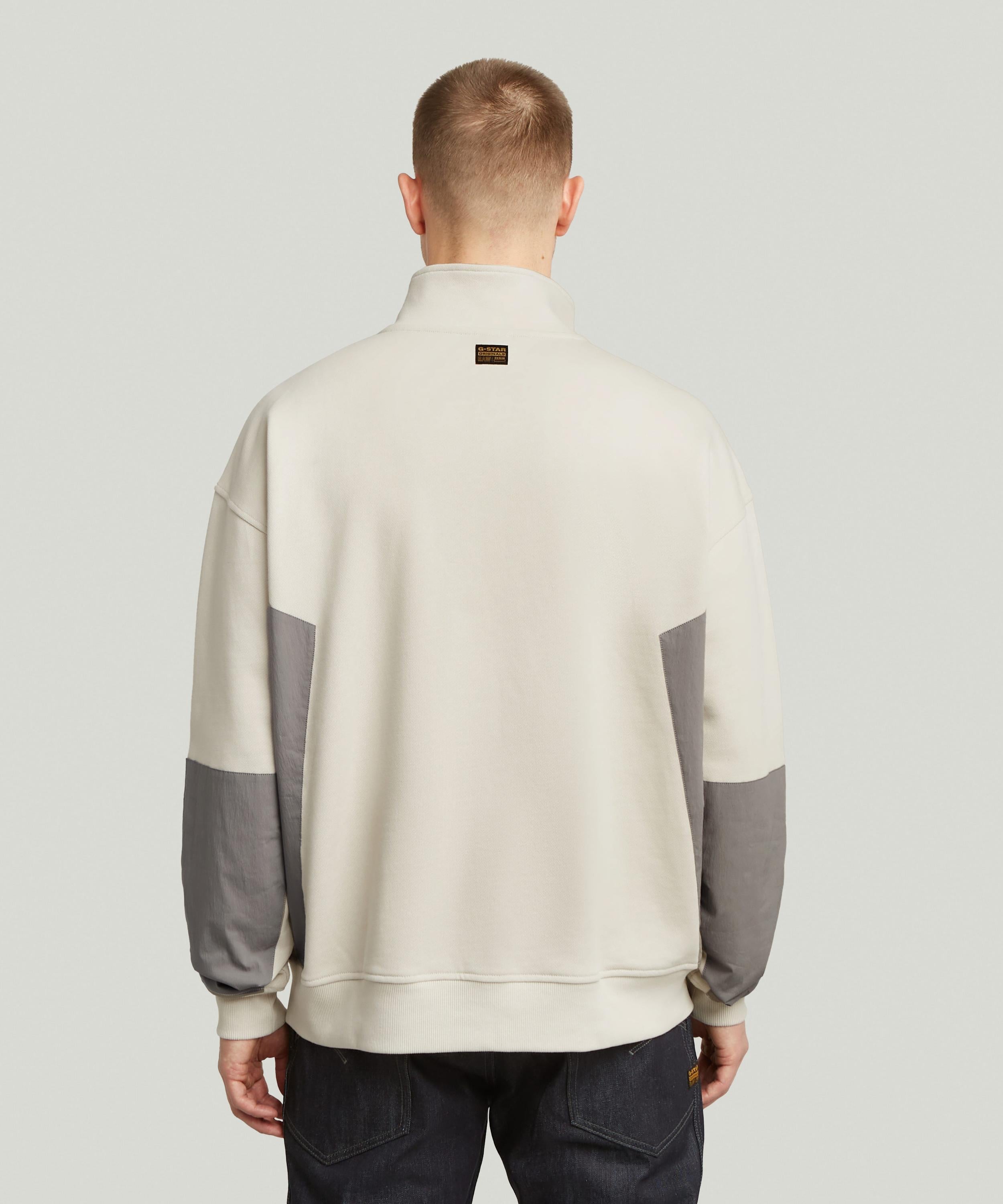 【公式ショップ】FABRIC MIX HALF ZIP SWEATER/異素材ミックスハーフジップスウェット ジースターロゥ トップス スウェット・トレーナー ベージュ