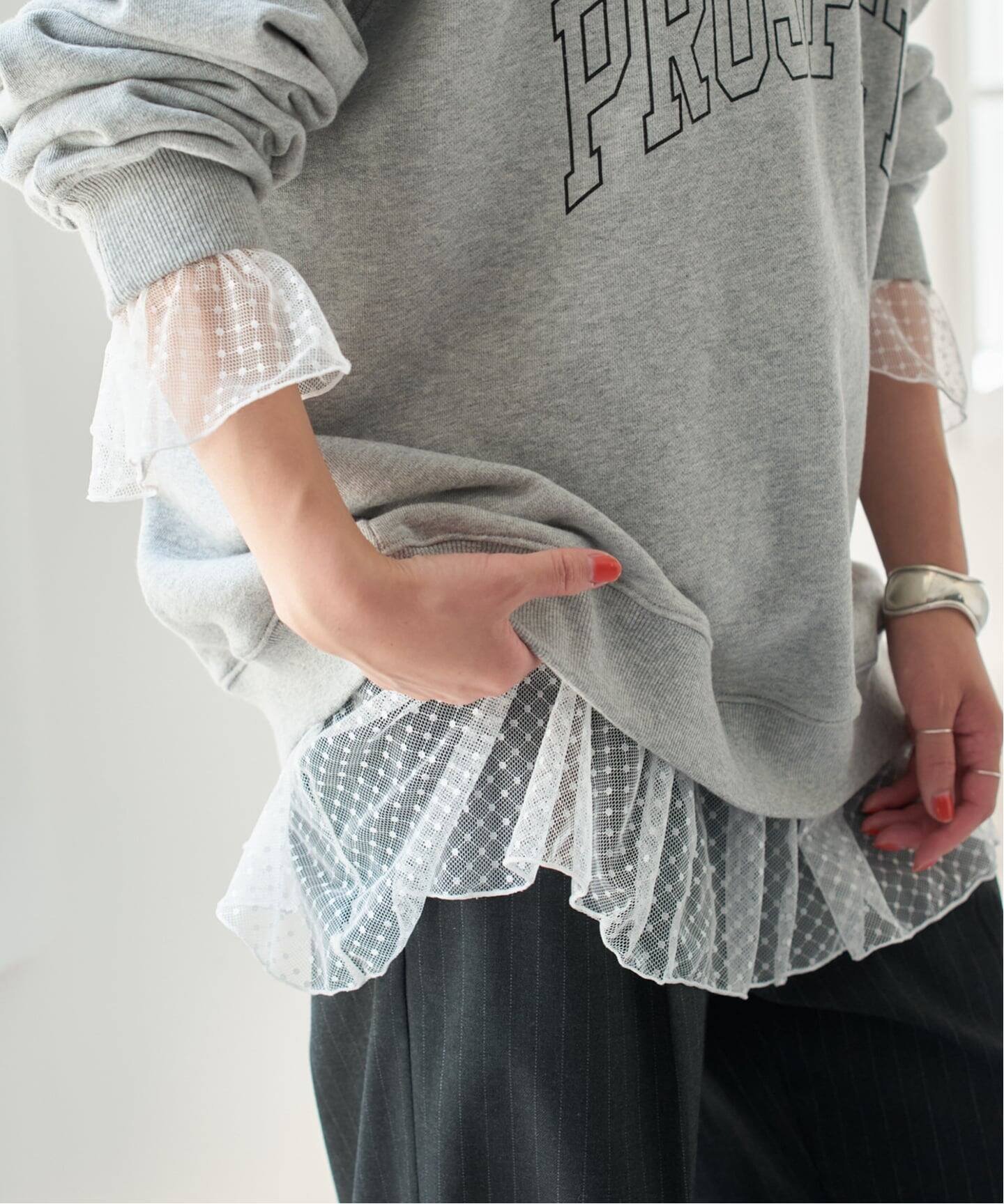 Spick & Span 《WEB限定 / 追加》チュールドットチュニックプルオーバー スピックアンドスパン トップス カットソー・Tシャツ ブラック ホワイト【送料無料】のサムネイル