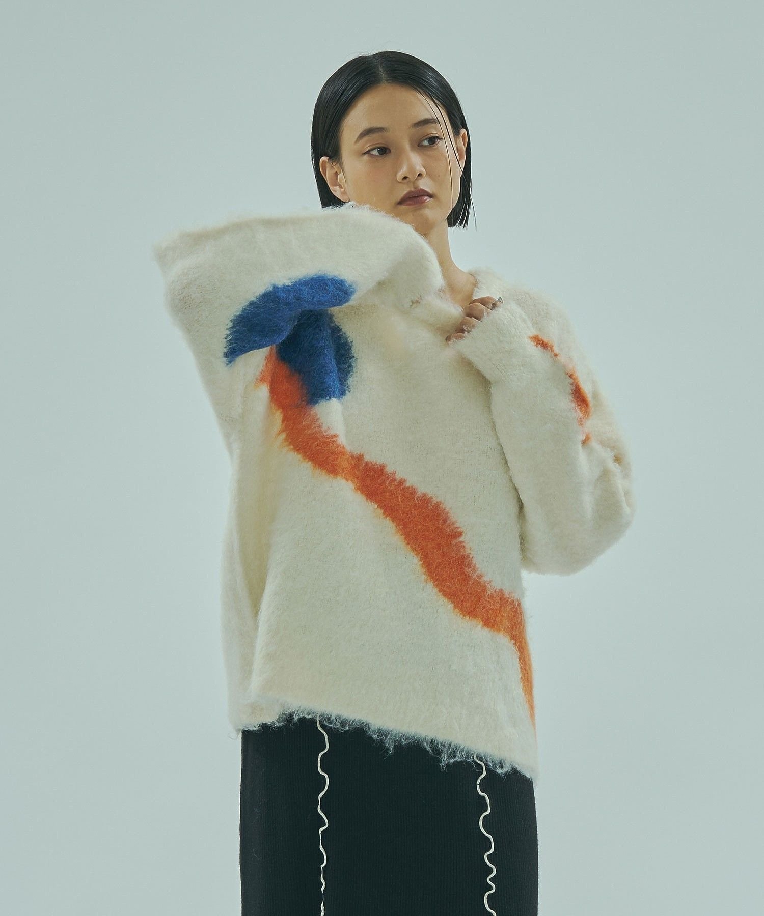 ROSE BUD ART MOOD KNIT ローズバッド トップス ニット ネイビー ホワイト