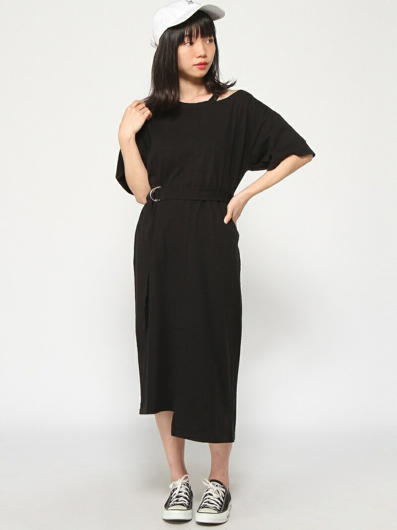 【SALE／66%OFF】WEGO WEGO/(L)ベルト付ショルダーカットロングTeeOP ウィゴー ワンピース・ドレス その他のワンピース・ドレス ベージュ ブラックのサムネイル