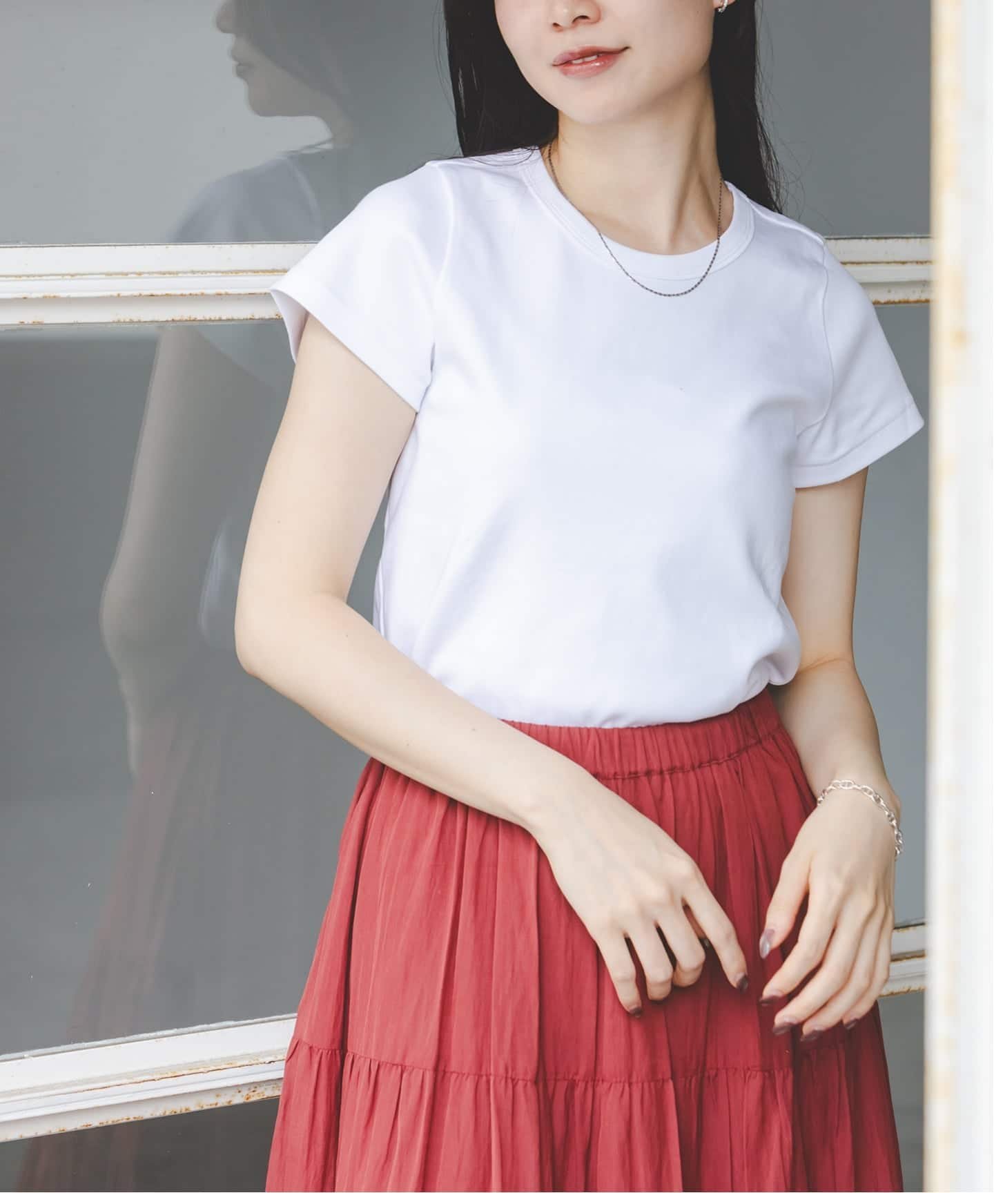 NOBLE 《追加》スビンコットンスムースコンパクトTシャツ2 ノーブル トップス カットソー・Tシャツ ブラウン ホワイト ベージュ ブラック グリーン