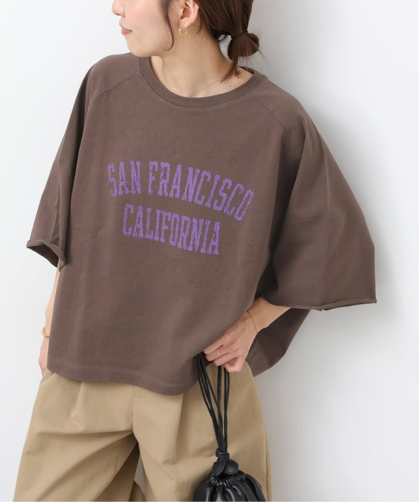 JOURNAL STANDARD relume 《追加》カットオフワイドロゴTee ジャーナル スタンダード レリューム トップス カットソー・Tシャツ グレー ブラウン ホワイト