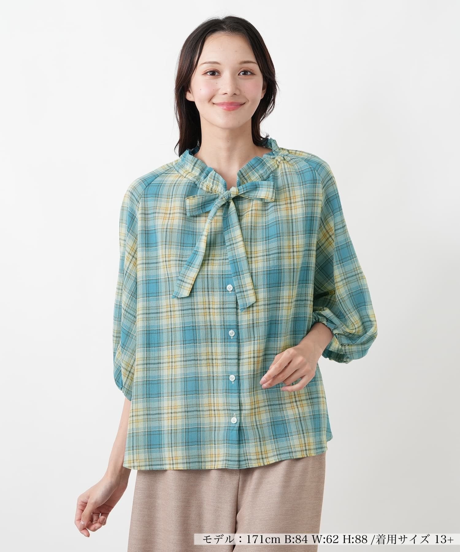 Leilian PLUS HOUSE ブラウス【Leilian WHITE LABEL】 レリアン プラスハウス トップス シャツ・ブラウス ホワイト パープル