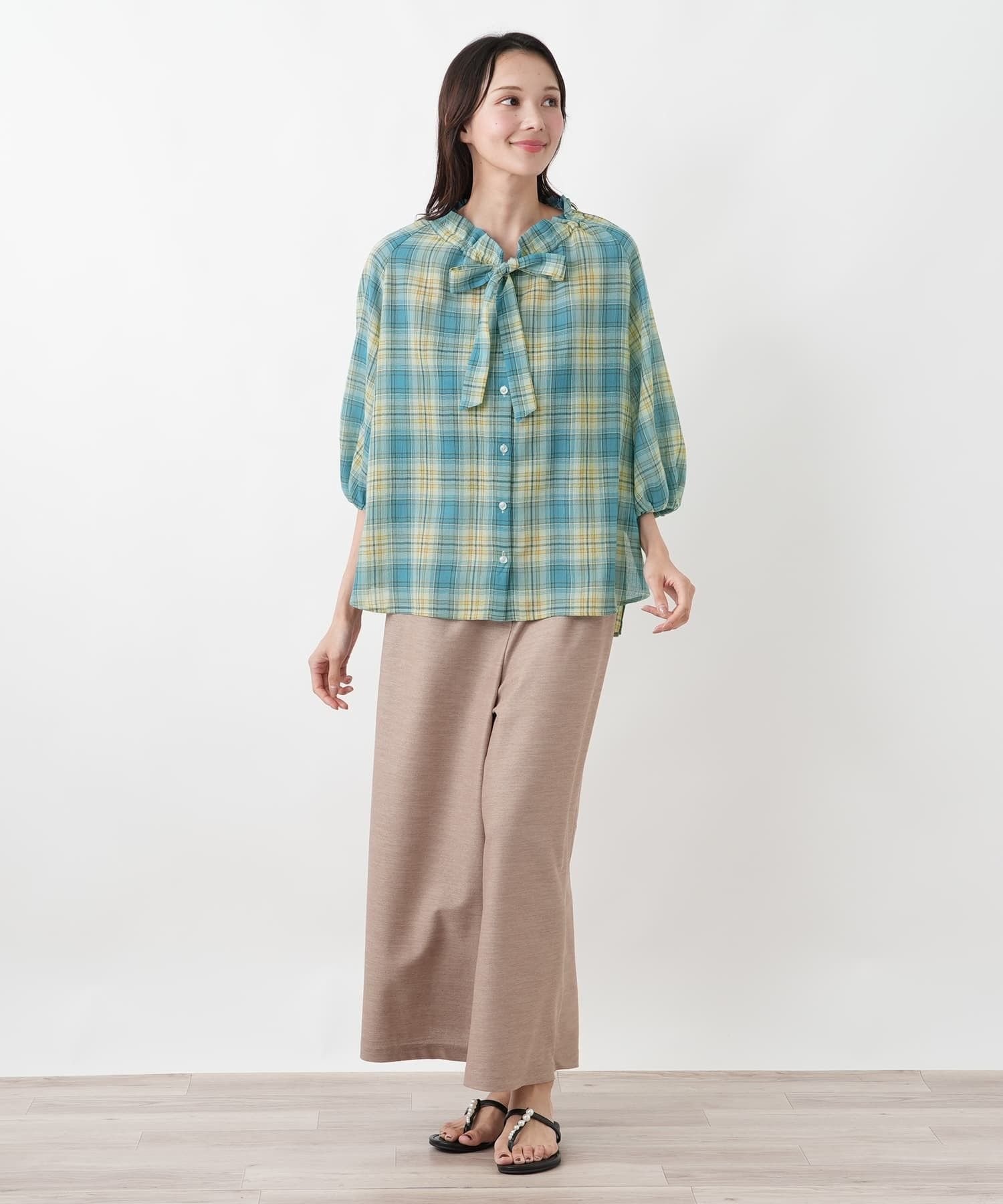 Leilian PLUS HOUSE ブラウス【Leilian WHITE LABEL】 レリアン プラスハウス トップス シャツ・ブラウス ホワイト パープル