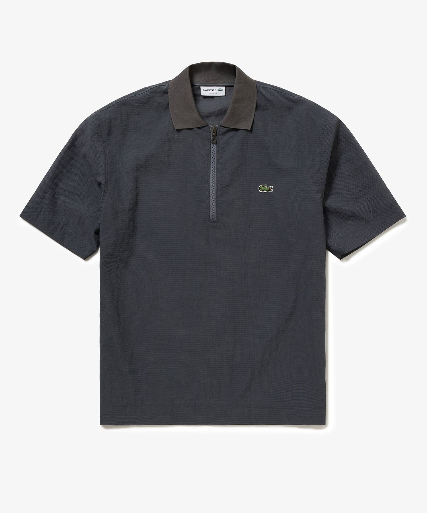LACOSTE シアーメッシュジップポロシャツ ラコステ トップス ポロシャツ グレー ブラウン ブラック【送料無料】