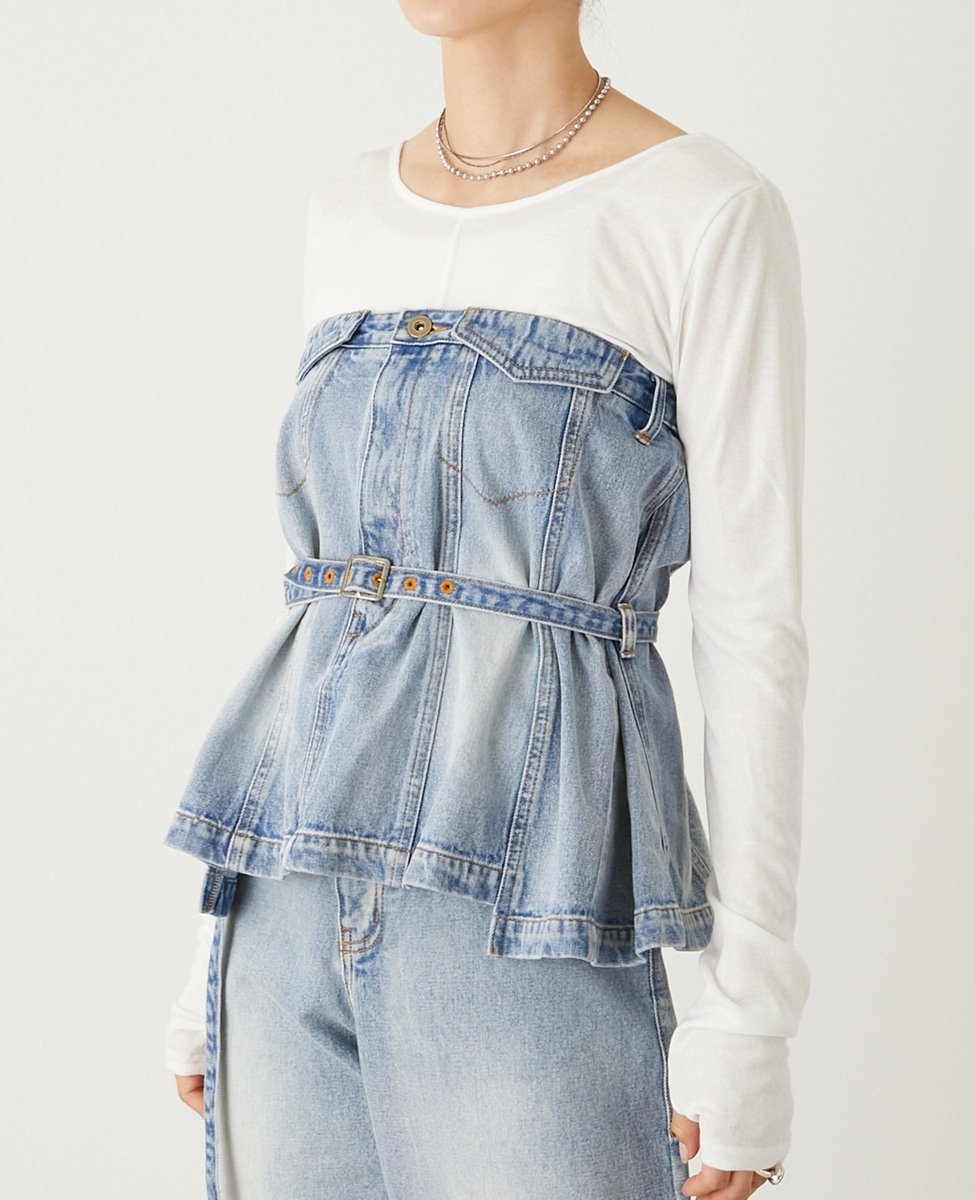 【SALE／65%OFF】Soffitto 2WAYヴィスチェ ソフィット トップス シャツ・ブラウス ブラック ブルー【送..