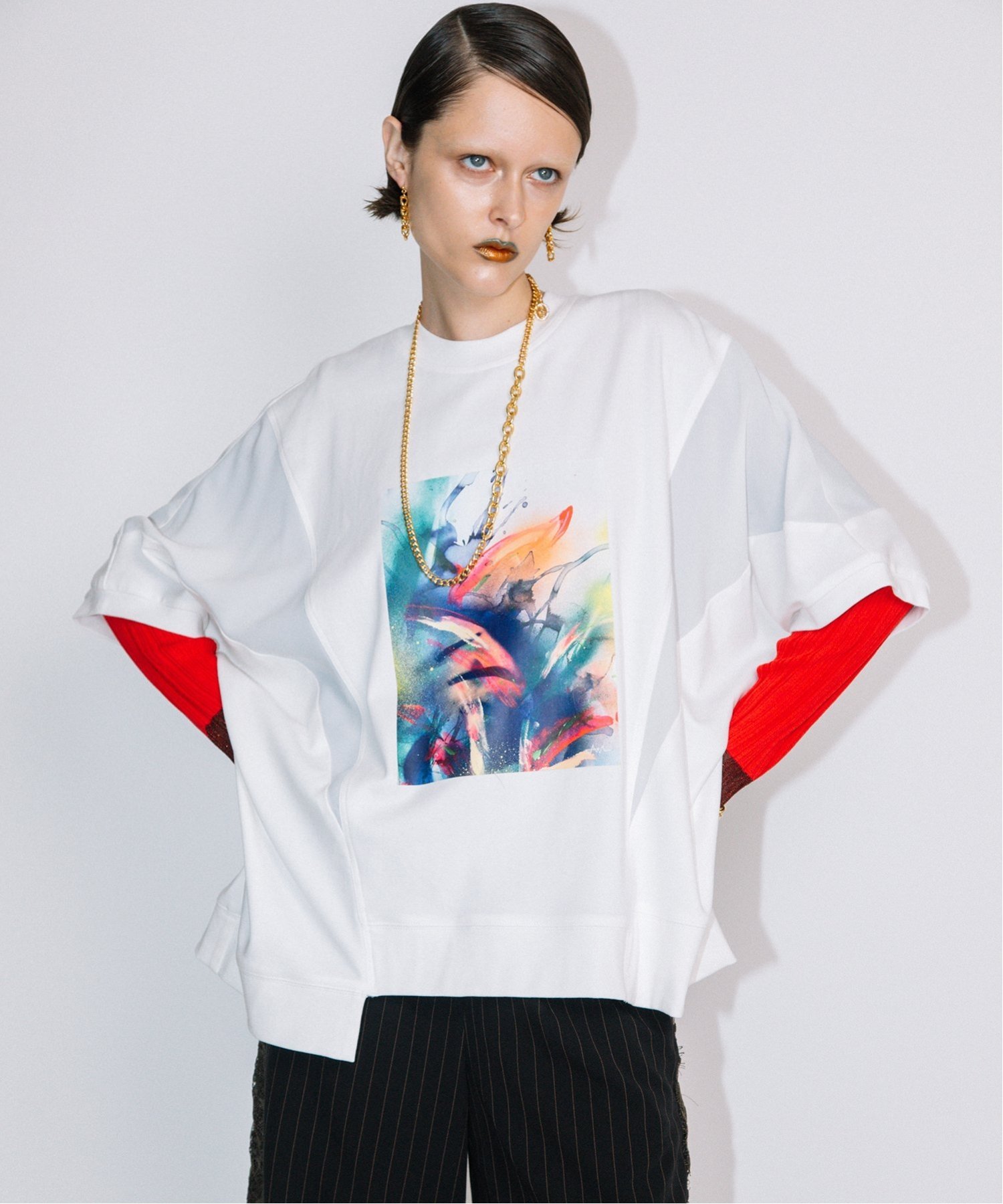 AULA AILA LEAF PRINT T-SHIRT アウラアイラ トップス カットソー・Tシャツ ホワイト【送料無料】のサムネイル