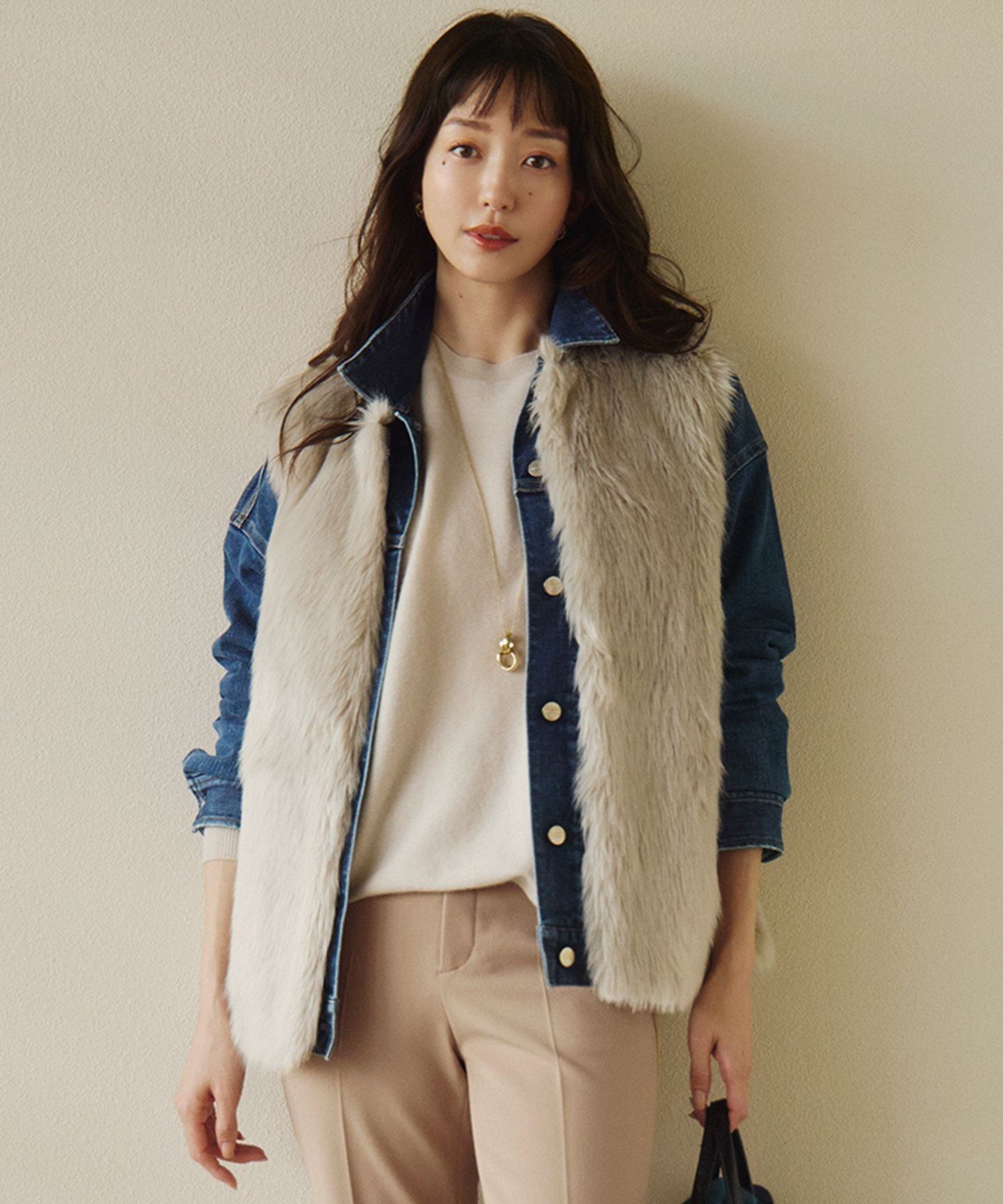 【SALE/50%OFF】23区 L ECOPEL エコファー ジレ ニジュウサンク ジャケット・アウター その他のジャケット・アウター ベージュ グレー【送料無料】
